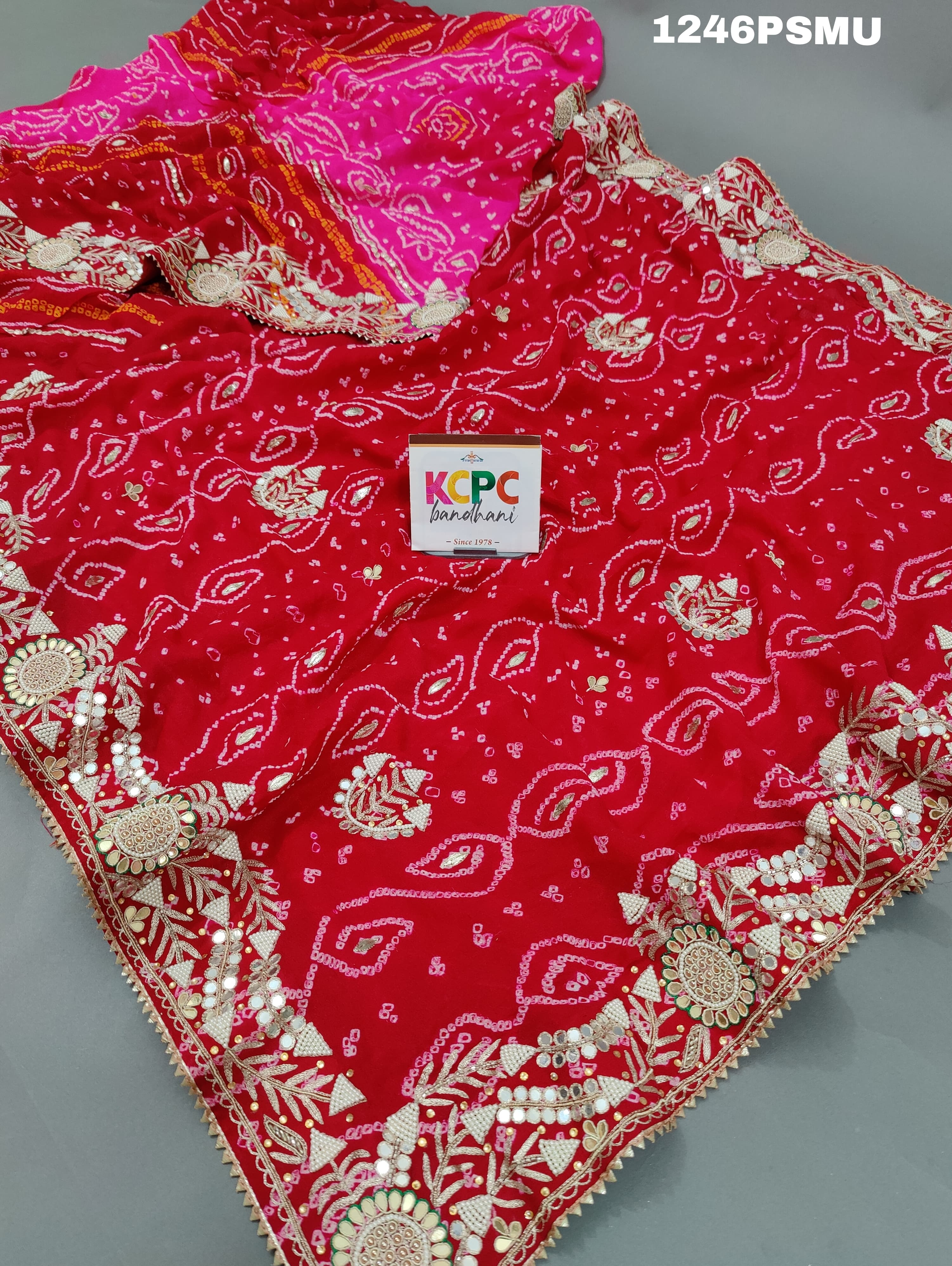 Cutdana Mirror Handwork saree in pure ojaria fabric