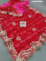 Cutdana Mirror Handwork saree in pure ojaria fabric