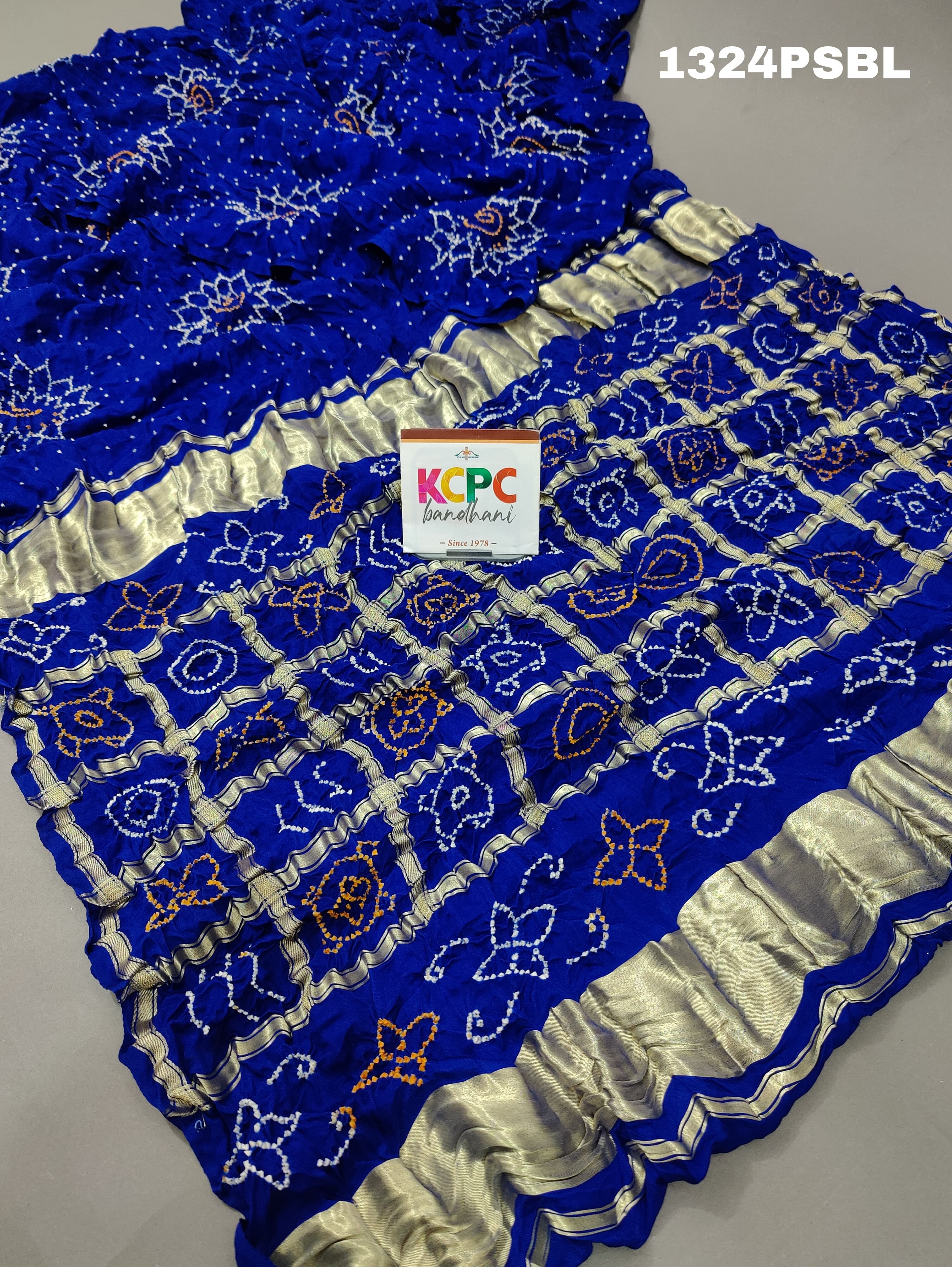 Gaji silk Bandhani saree in blue colour