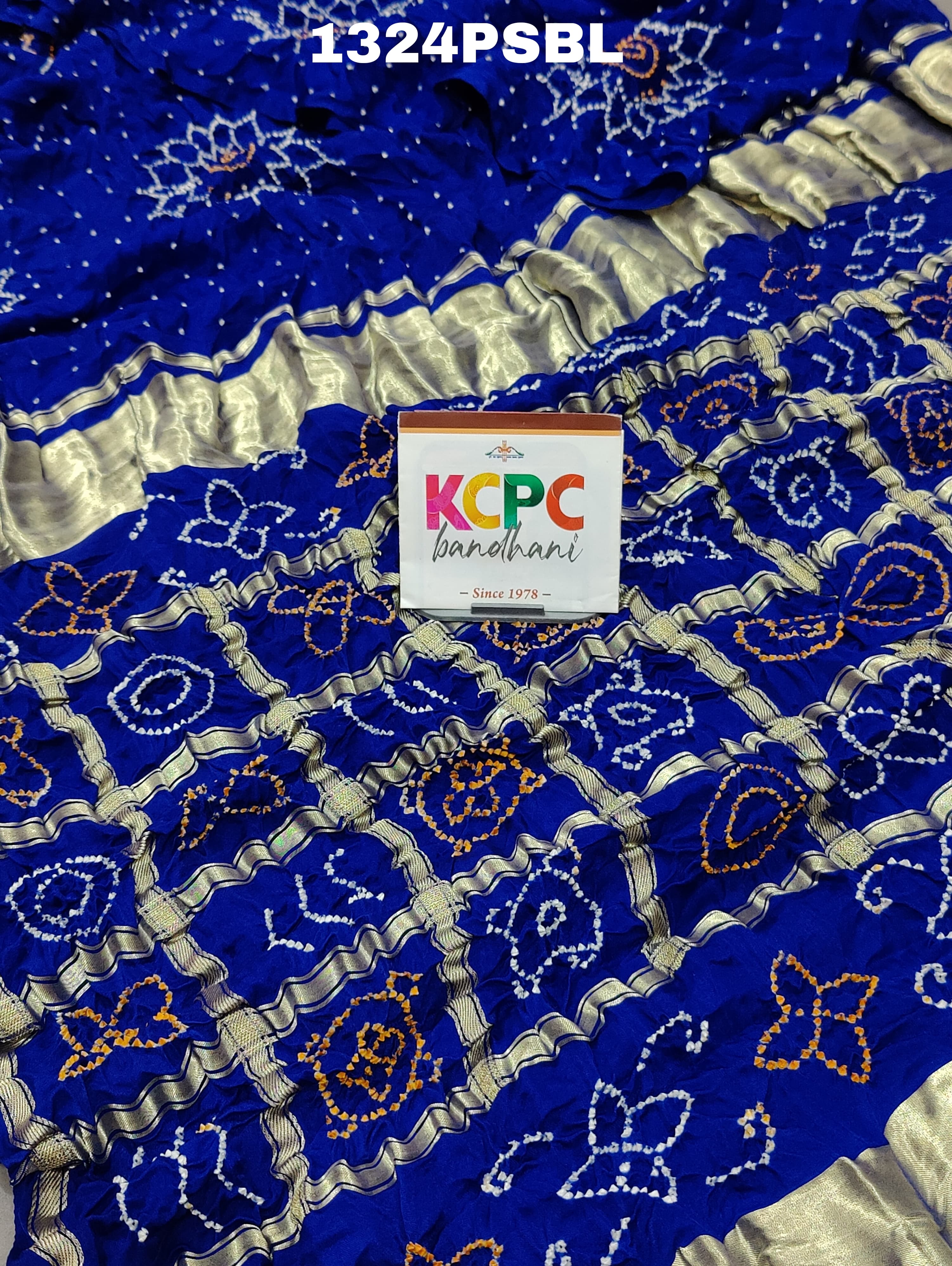 Gaji silk Bandhani saree in blue colour