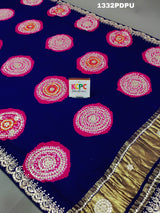 KcPc New Pure Gaji silk handmade Laddu bandhej Gotapatti Work Dupatta AMT