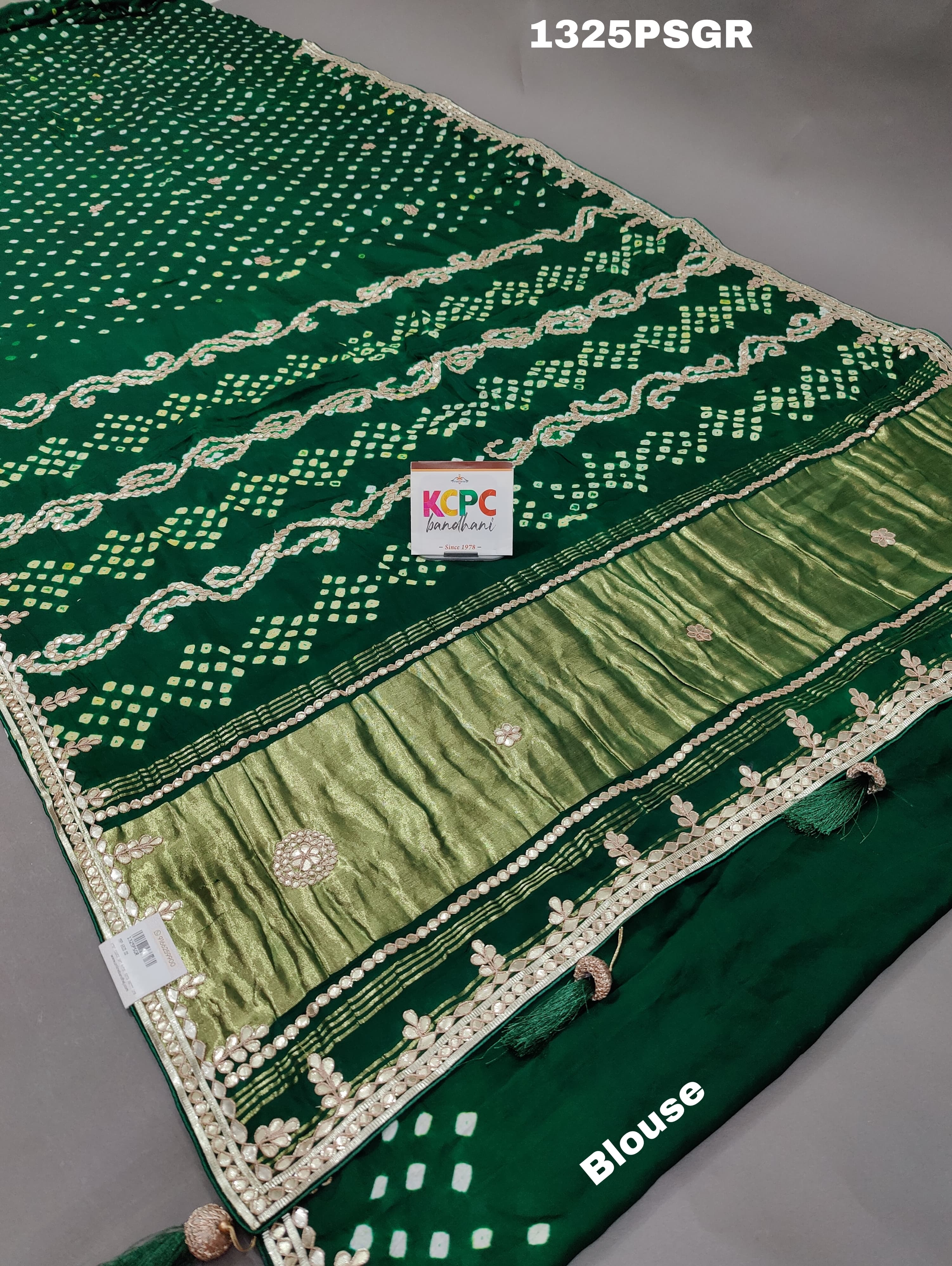 KcPc New Modal Gaji Silk Ekdana Bandhej Gotapatti work saree,AMT