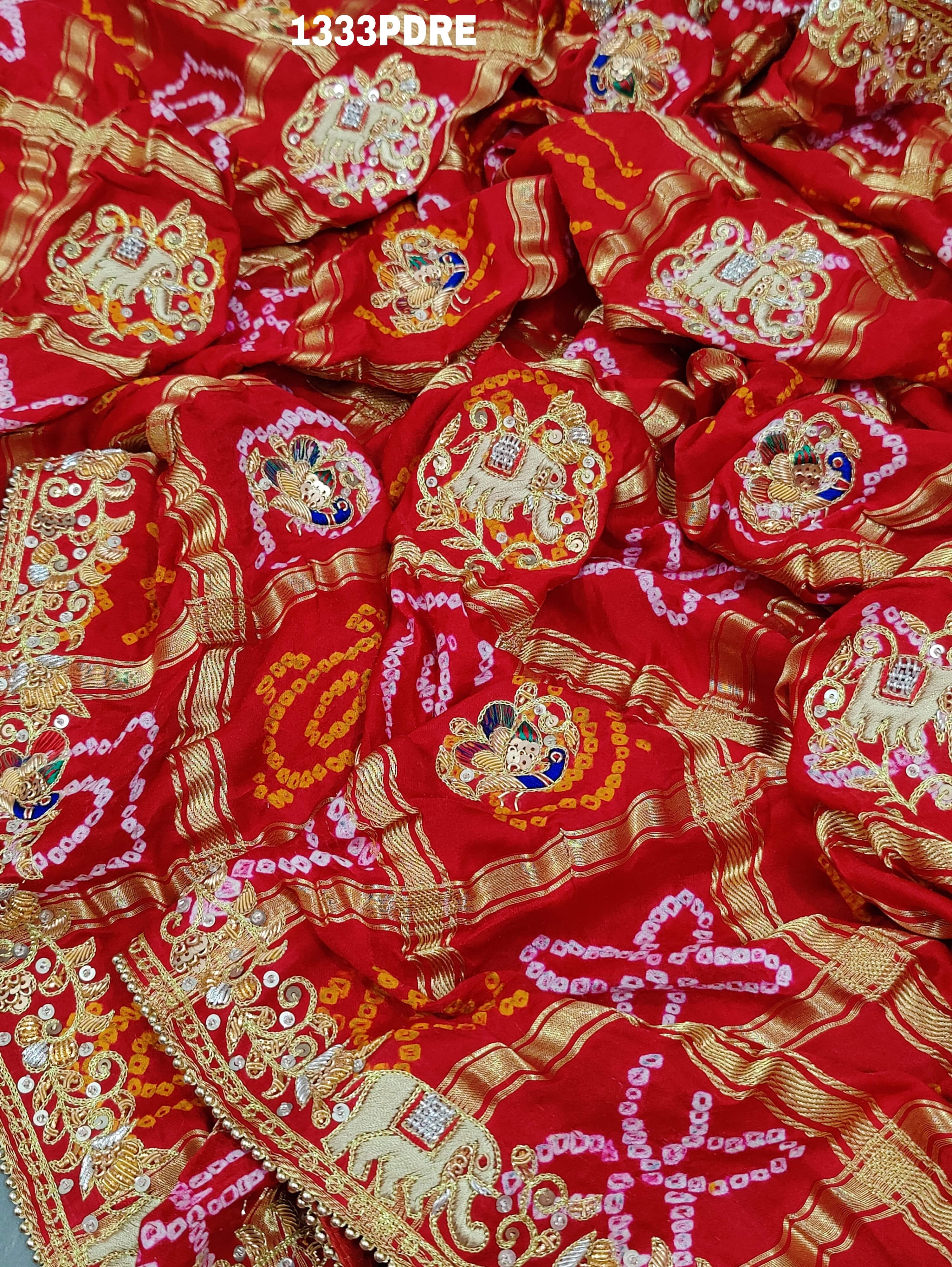 KcPc New Marwadi Chunri pure Gaji Silk With Zardoji Work Dupatta