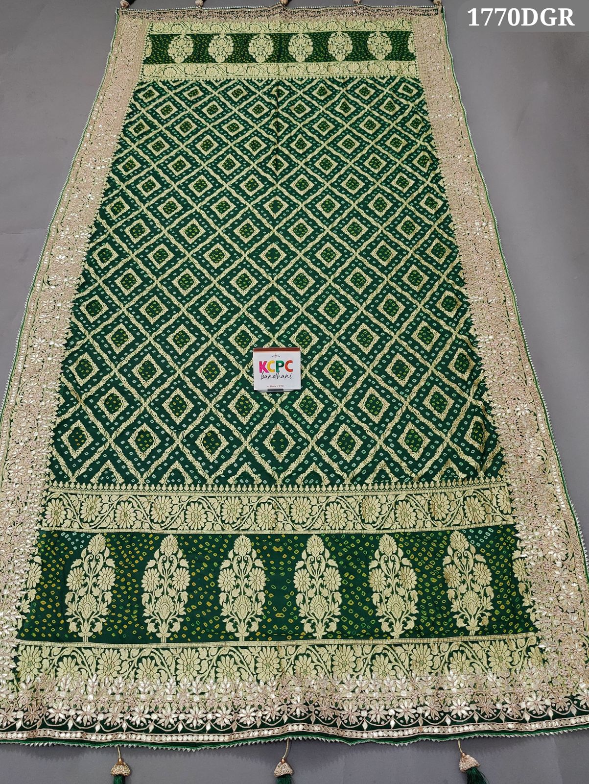 KcPc Pure Khaddi GeorgetteGotapatti Heavy Work Border Dupatta AMT