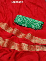 Ared saree with a zari border