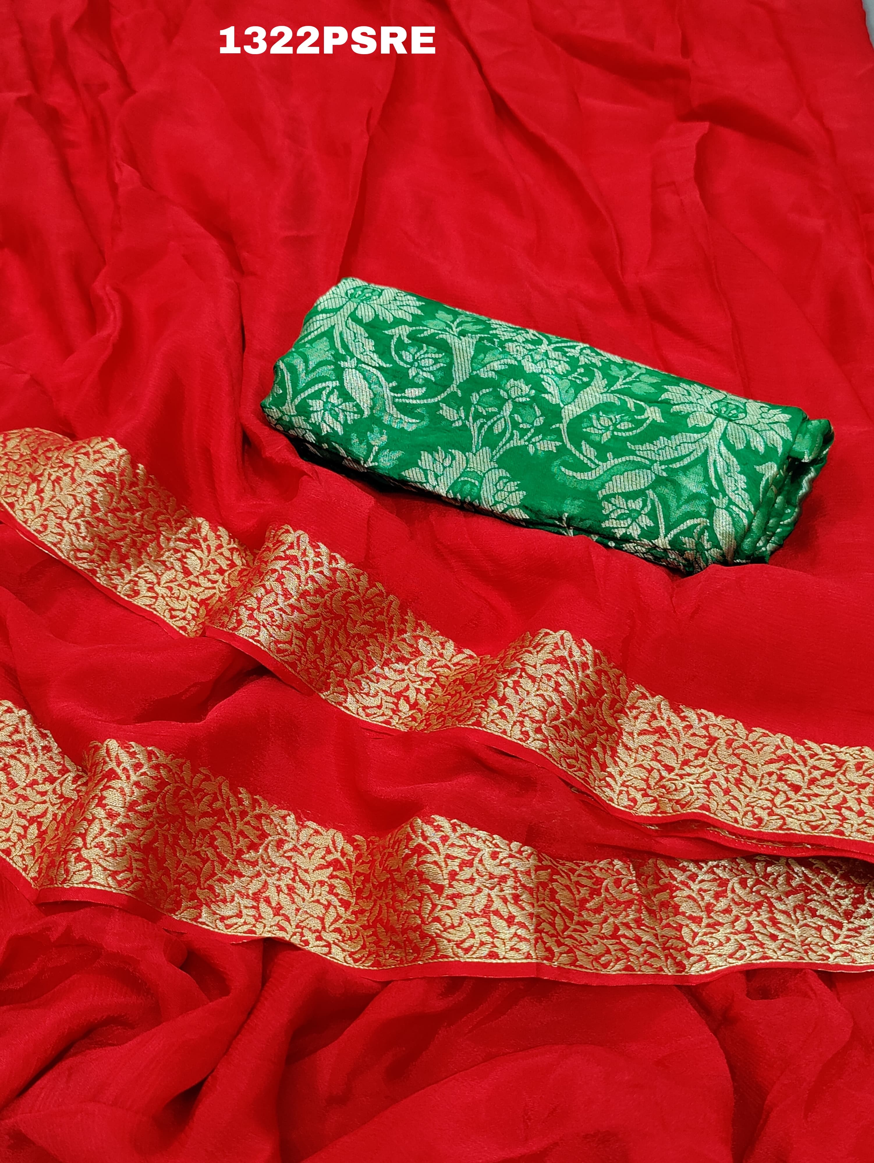 Ared saree with a zari border