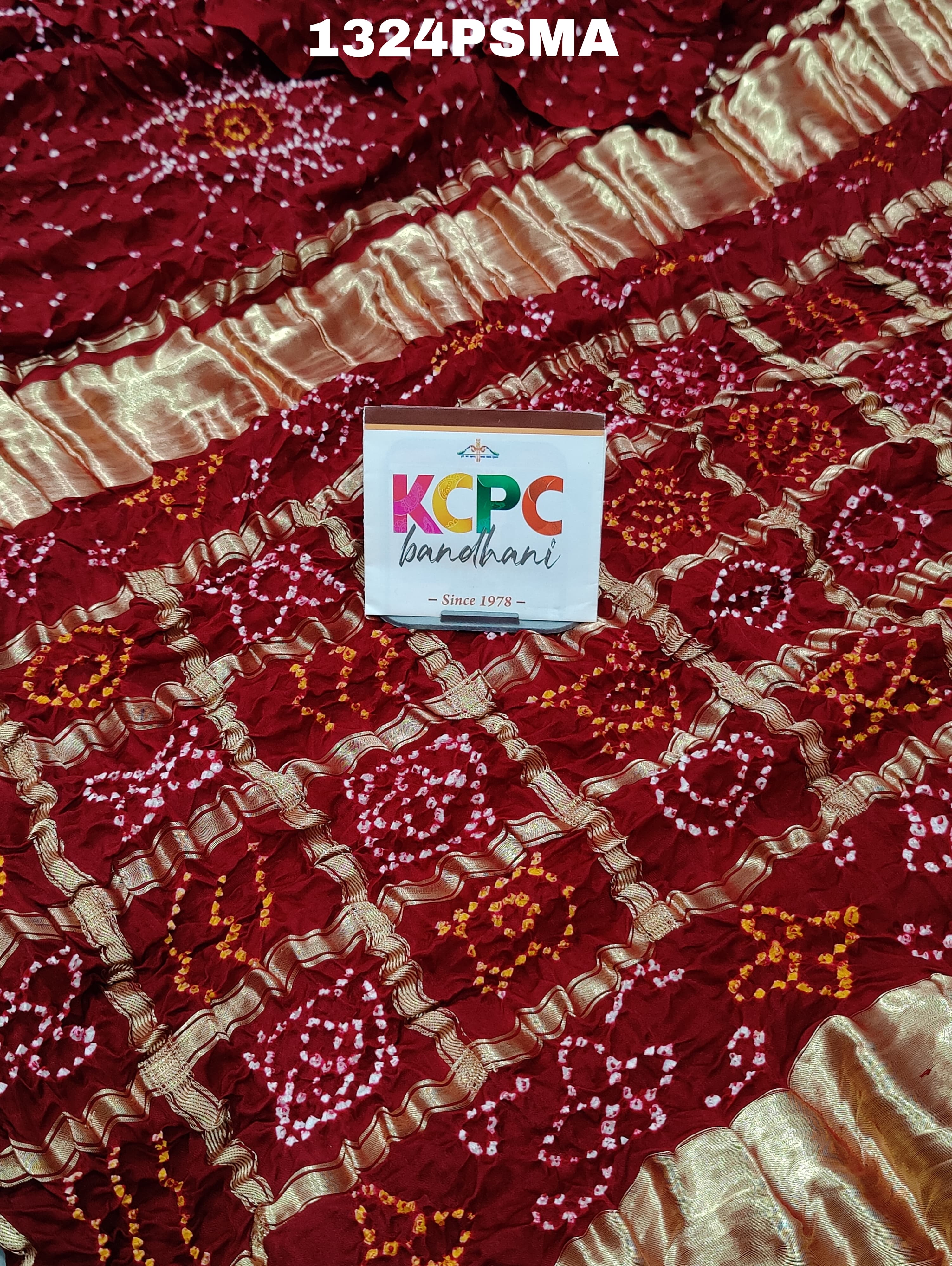 Gaji silk Bandhani Gharchola in maroon colour