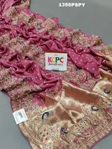 KcPc Beautiful Designer Pure Gaji silk Bandhani Heavy Zardoji work saree RG