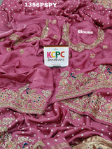 KcPc Beautiful Designer Pure Gaji silk Bandhani Heavy Zardoji work saree RG