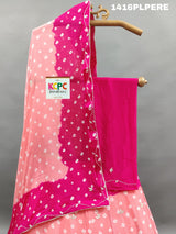 lehenga set a pink color with double shade bandhani and cutdana work,