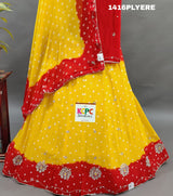 Double Shade Bandhani Design Cutdana work Lehenga