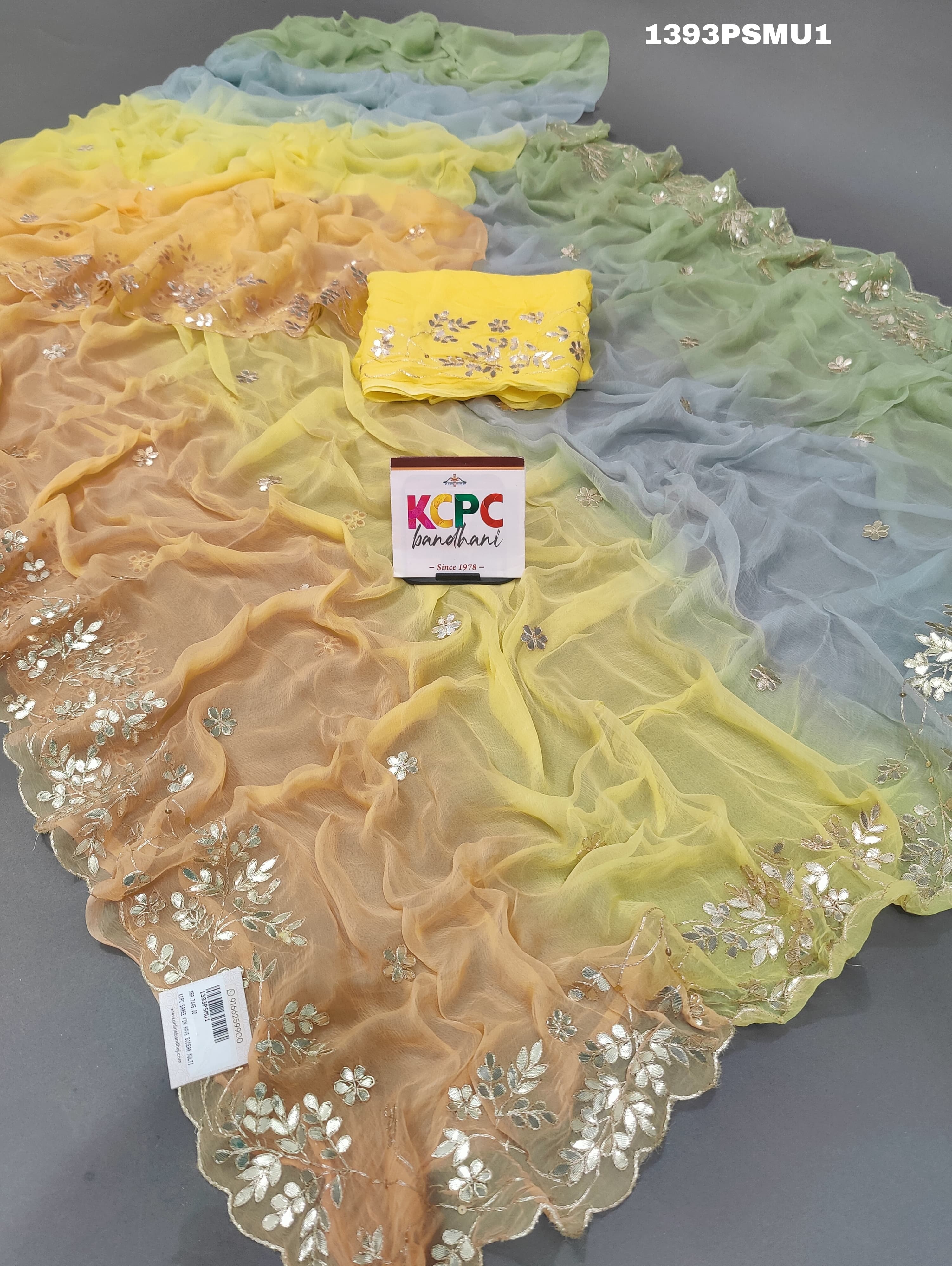 KcPc New Pure chiffon Gota pattiwork Jaipuri Traditional Rajputi sareeVND