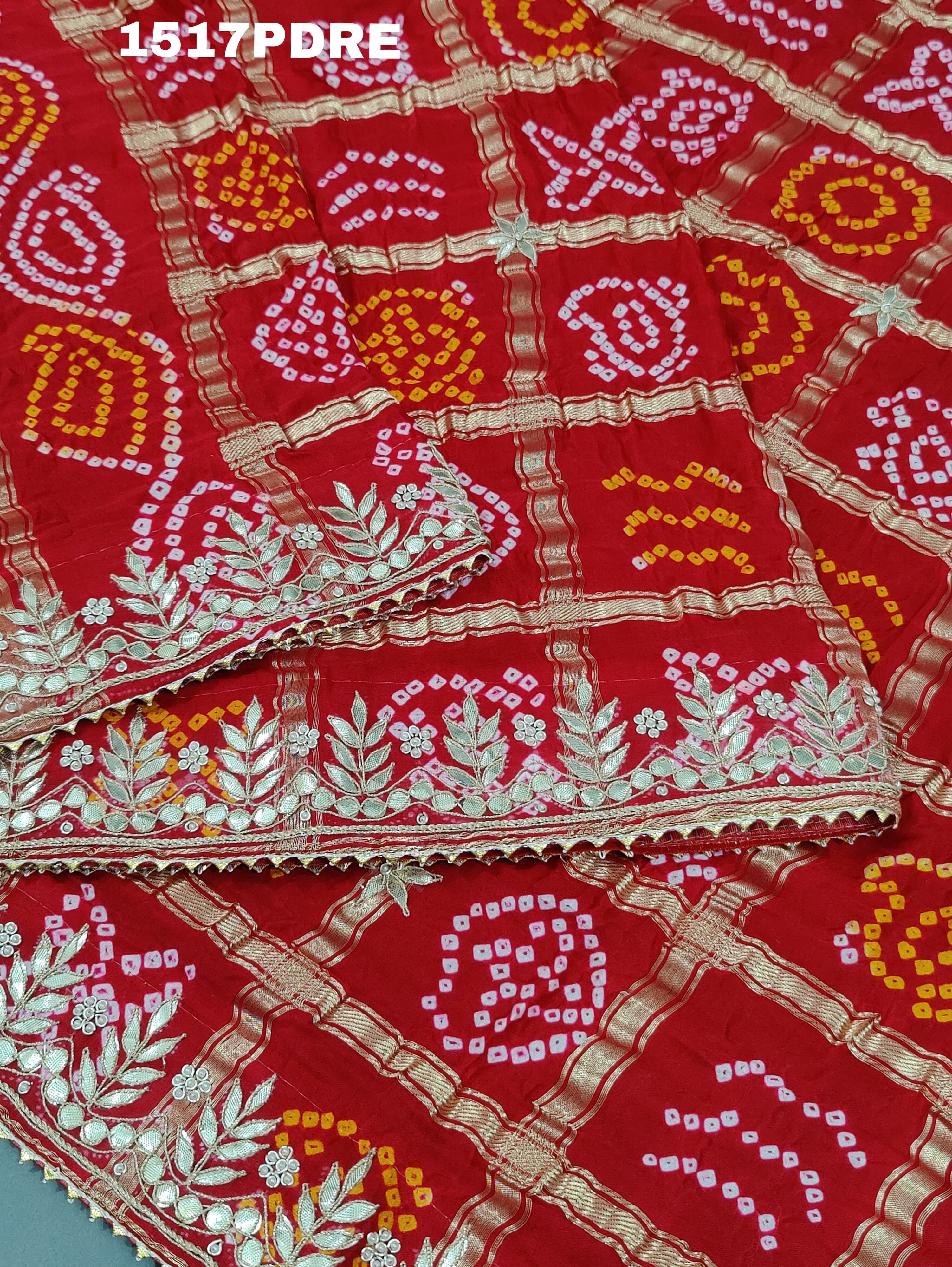 KcPc New pure Gaji Silk Bandhani Gotapatti Work DupattaRS