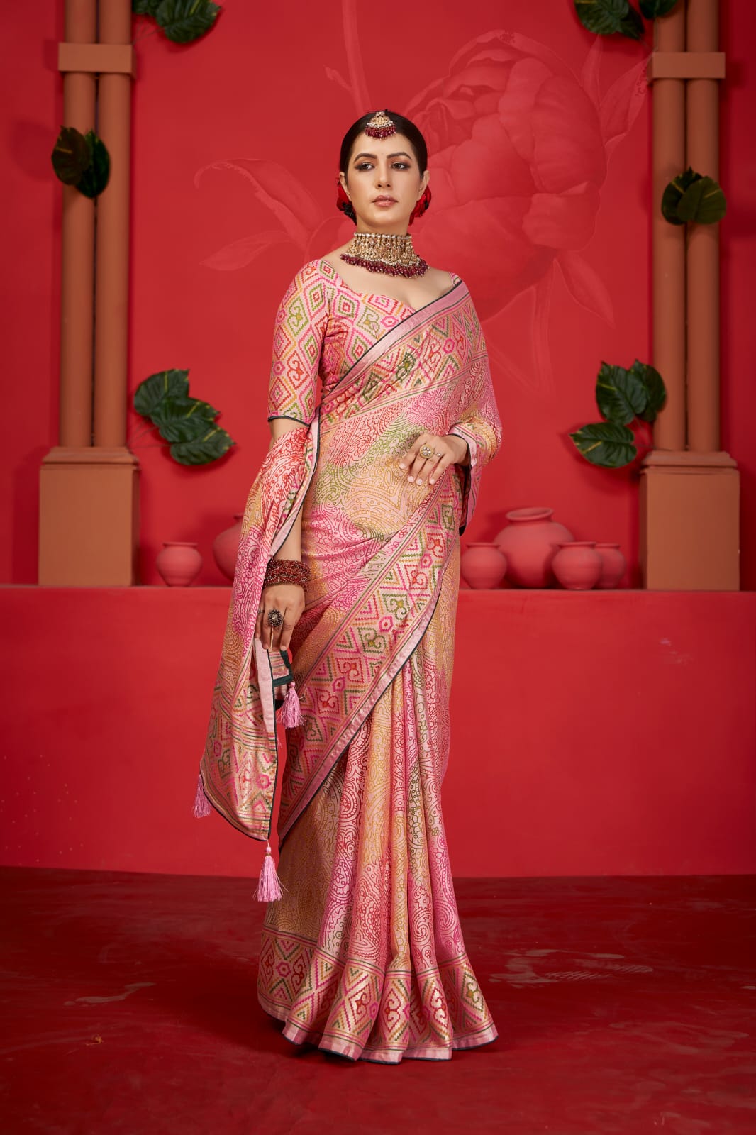 Printed Light Weight saree with Pashmina cotton silk febric