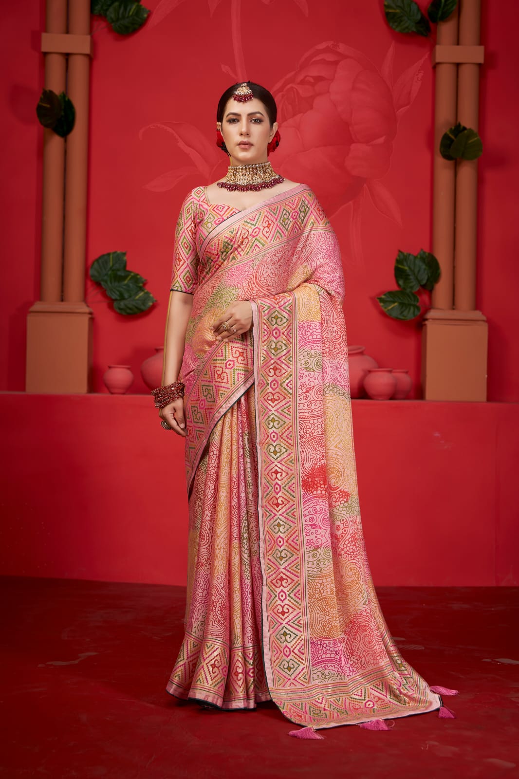 Printed Light Weight saree with Pashmina cotton silk febric