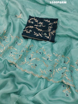 Cutdana Mukesh work saree in blue colour