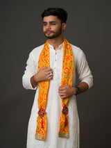 KcPc Bandhani Print Men's Yellow Shvashtik Dupatta For Every Events ZHR