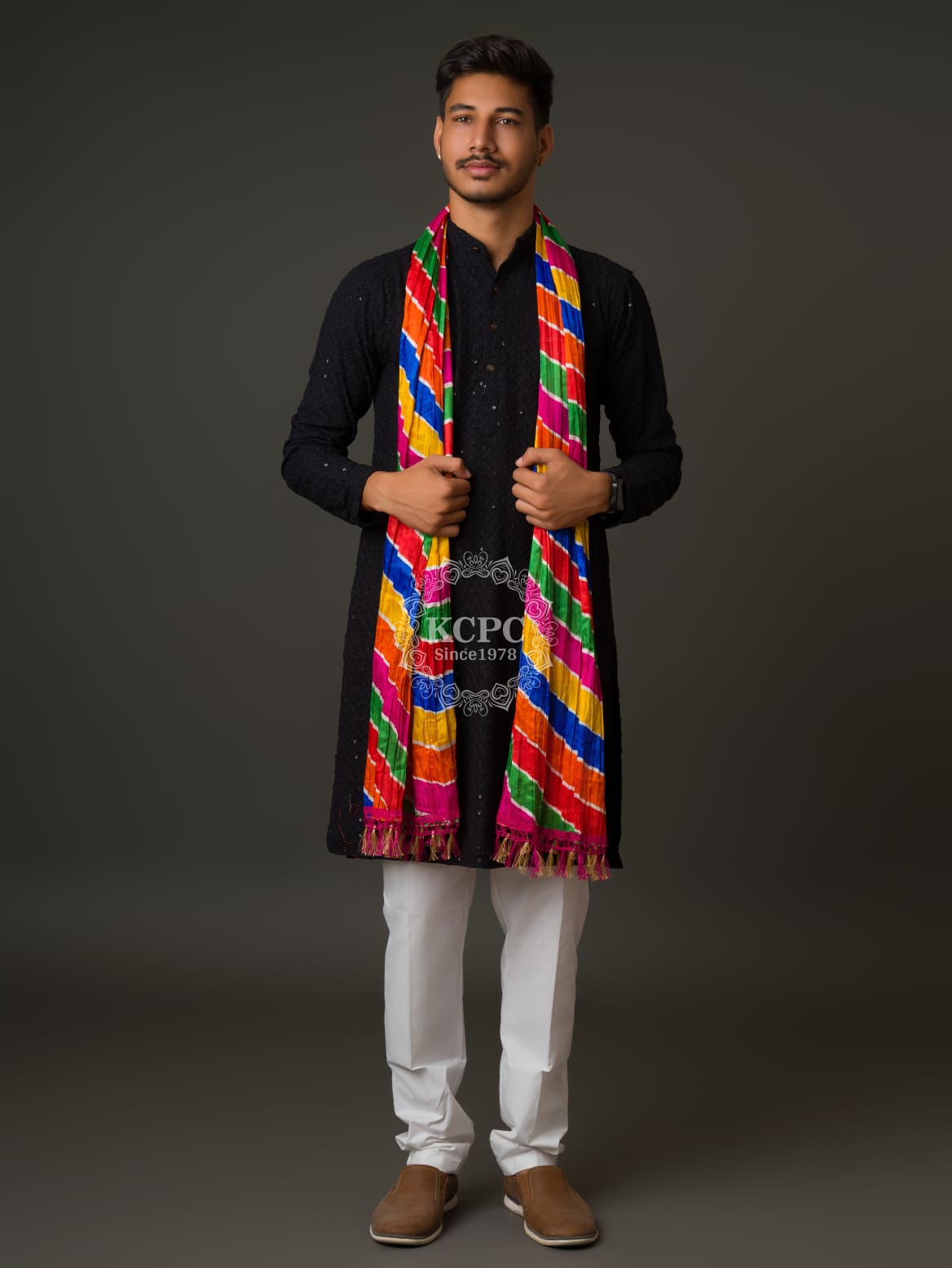 KcPc Styles Chinon Colorful Mens DupattaRAY