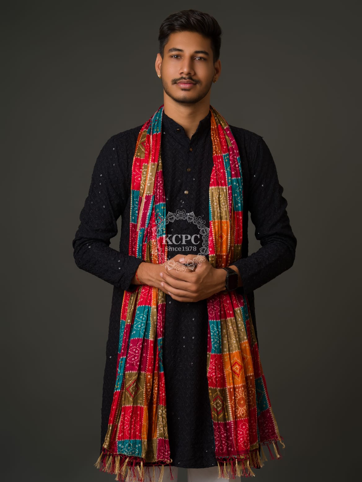 KcPc Bhandhej Chinon Multicolour Beautiful Gent's DupattaRAY