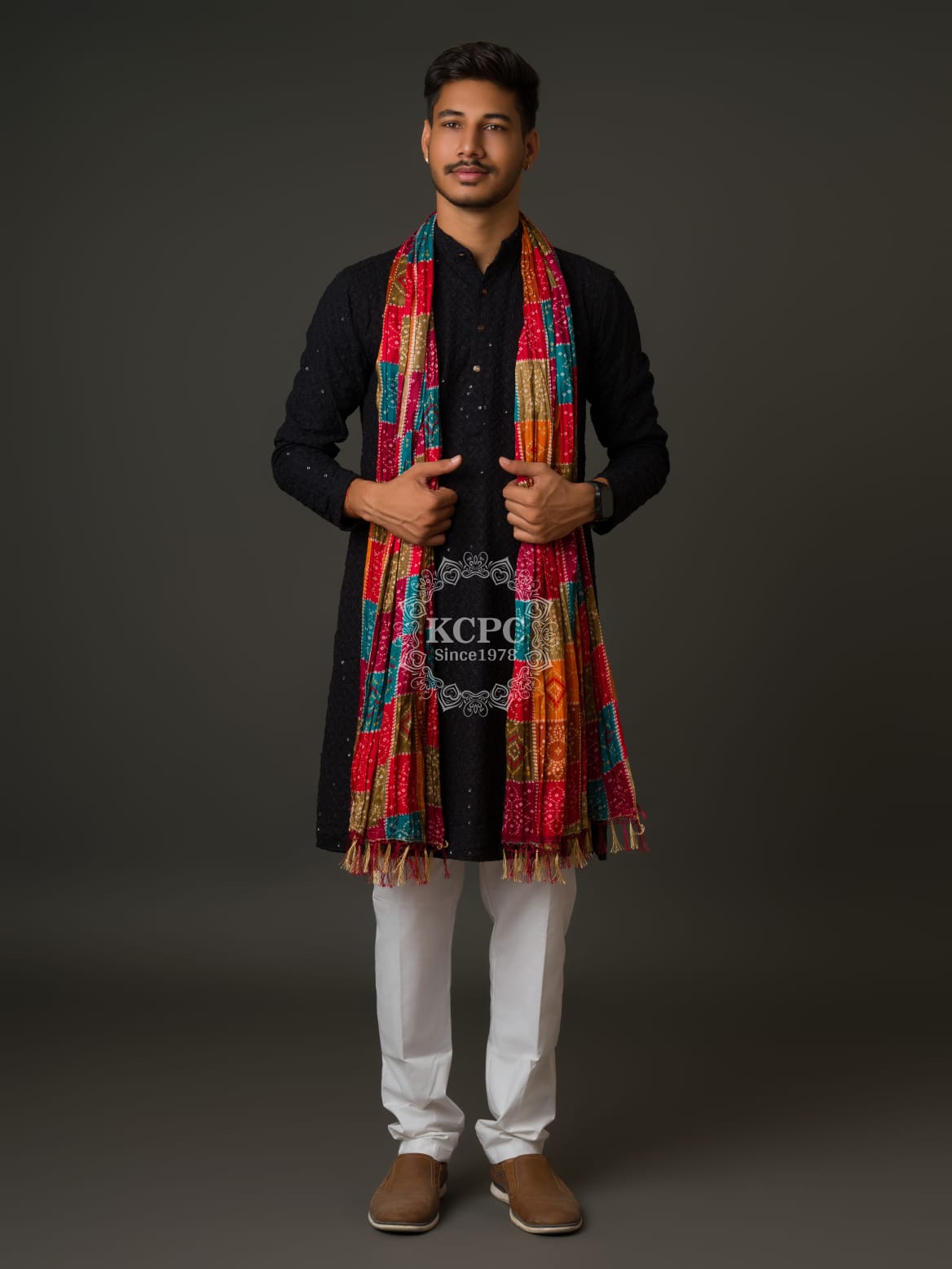 KcPc Bhandhej Chinon Multicolour Beautiful Gent's DupattaRAY