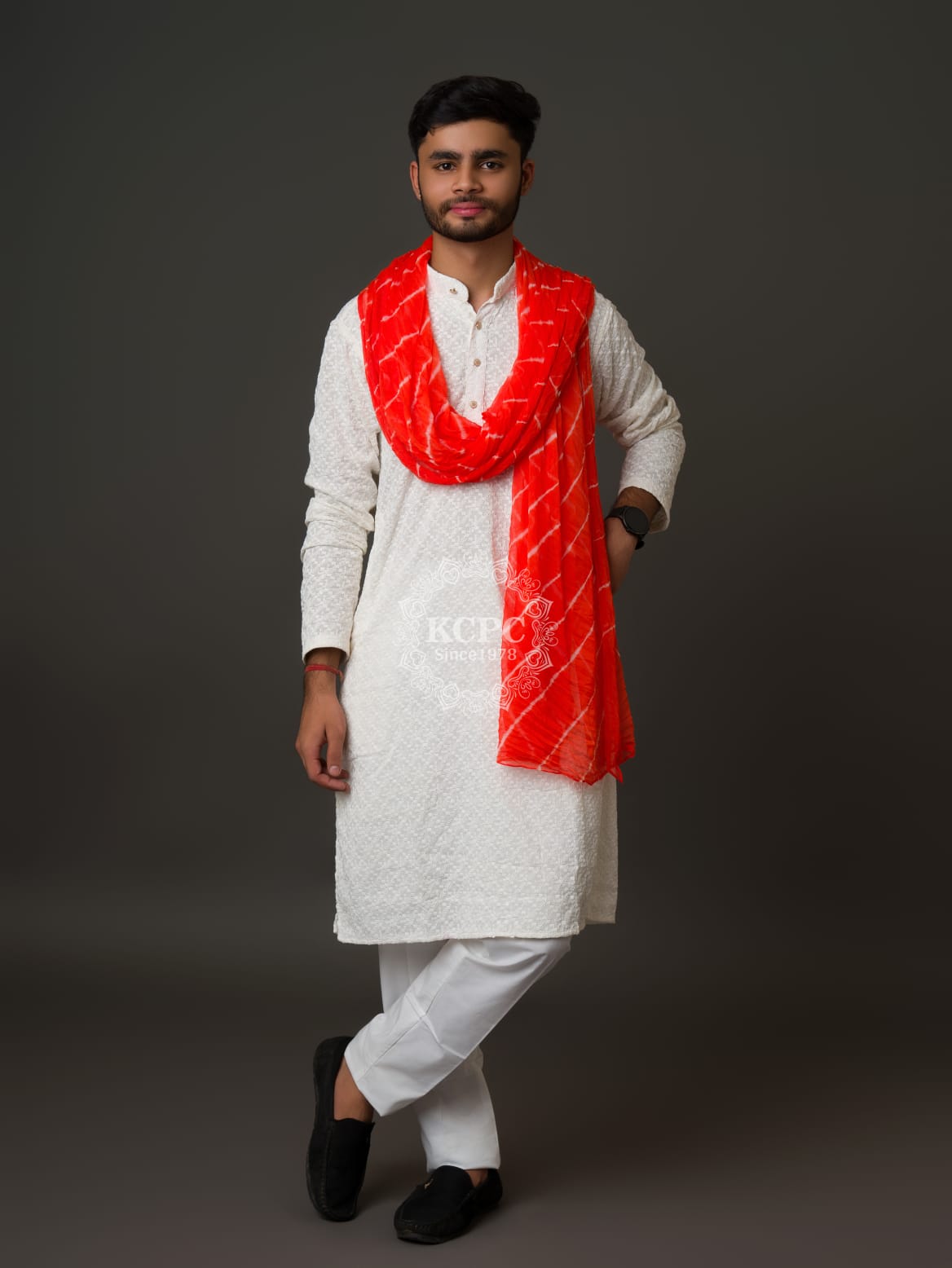 KcPc Orignal Handmade Chiffon Leheriya Gent's Dupatta