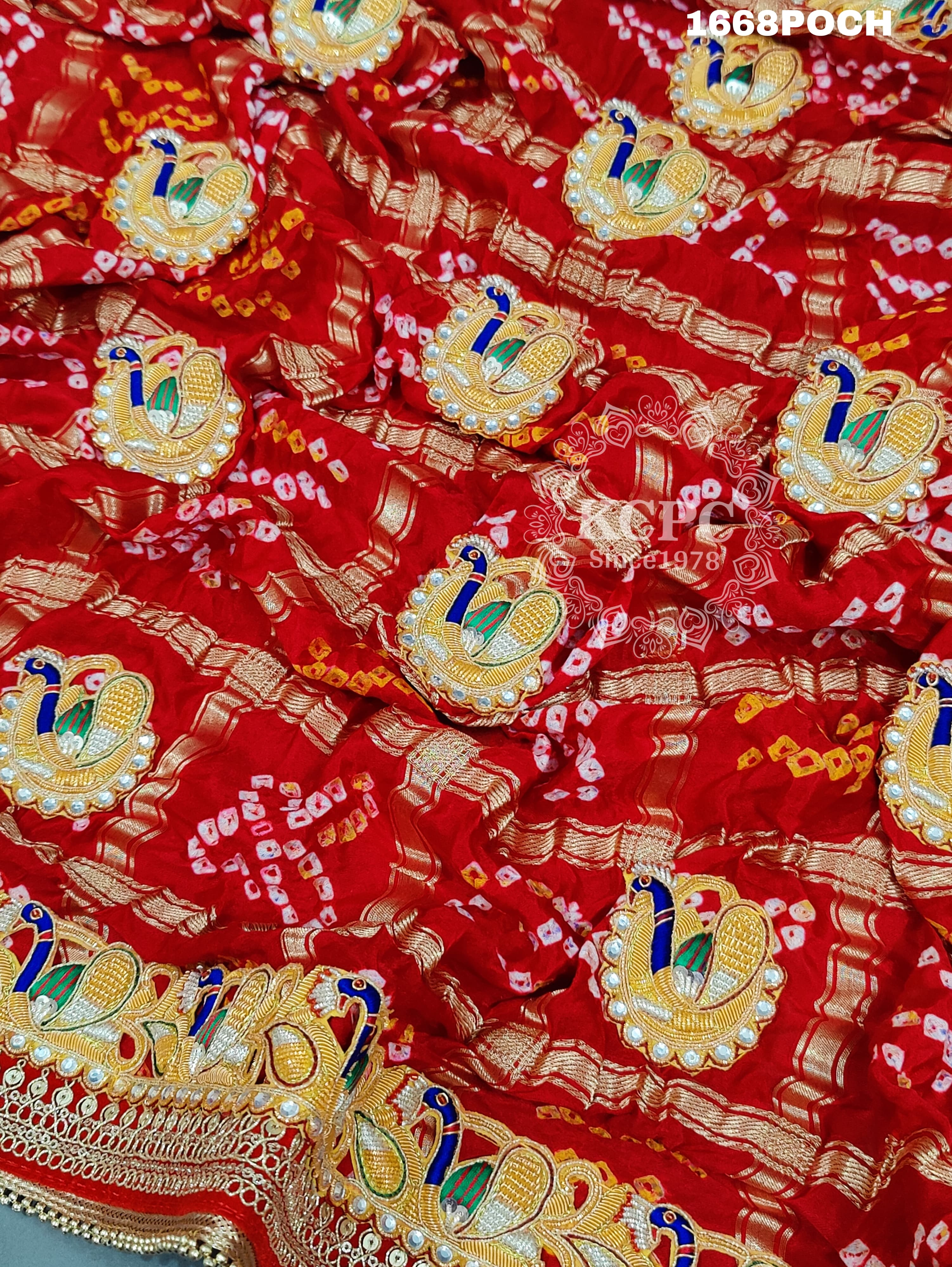 KcPc Marwadi Chunri Pure Gaji Silk Rajasthani Bel Buti Heavy Odhna
