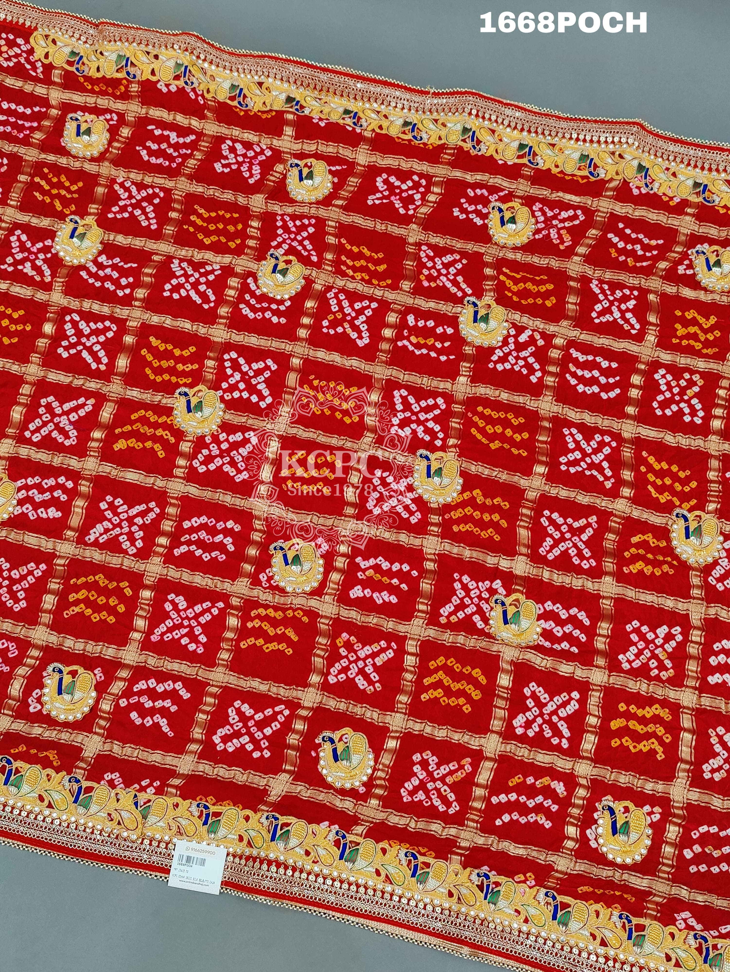 KcPc Marwadi Chunri Pure Gaji Silk Rajasthani Bel Buti Heavy Odhna