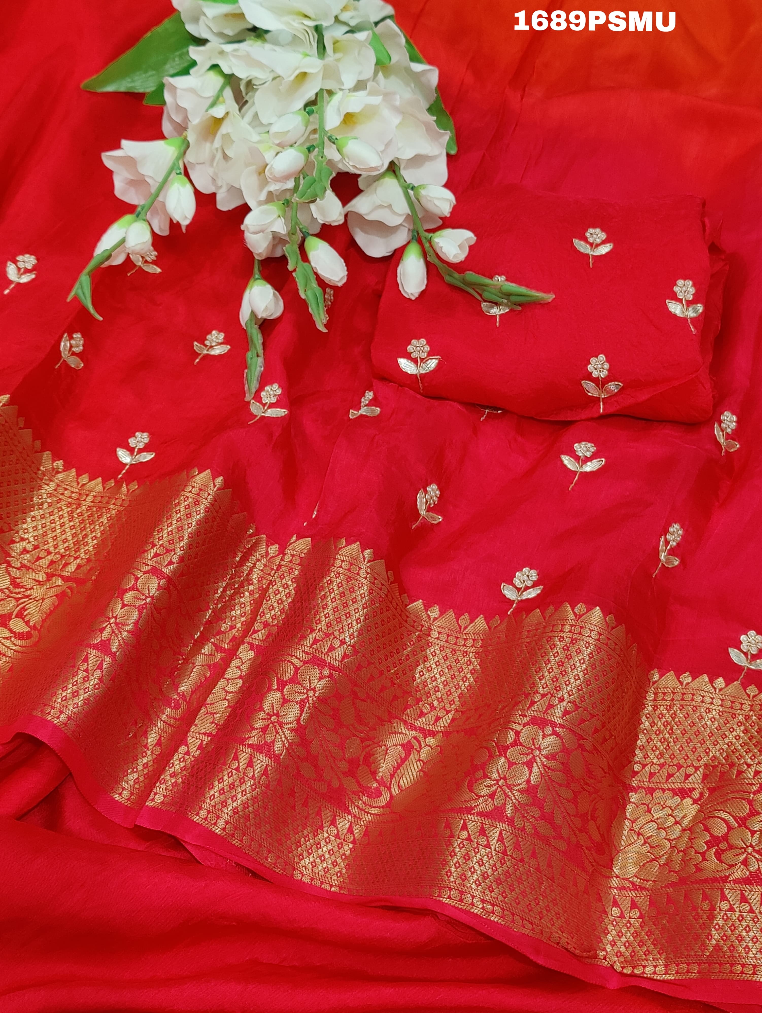KcPc Orignal Dola Silk Double Shade simple Gotapatti Work With Zari Border Saree AMT