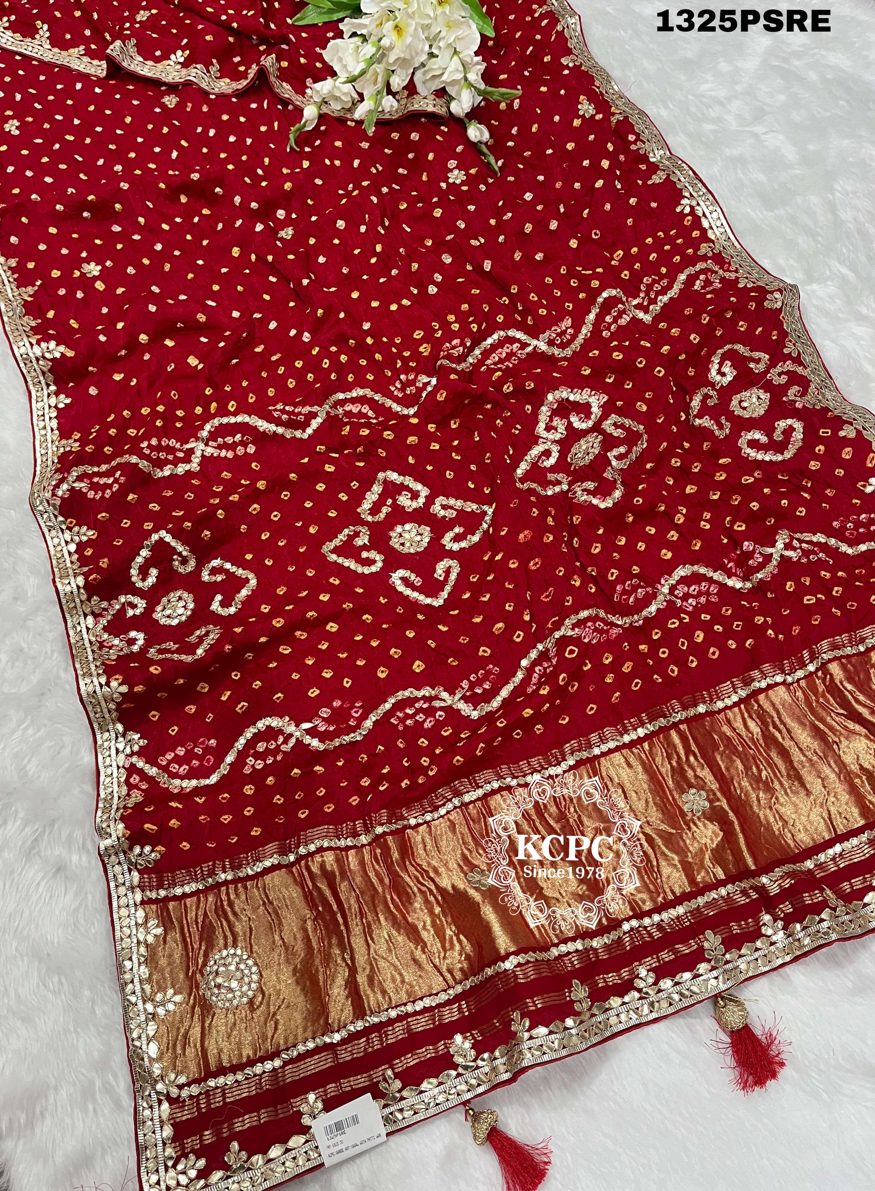 Silk Ekdana Bandhej Gotapatti Work Saree