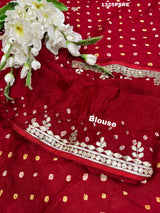Silk Ekdana Bandhej Gotapatti Work Saree