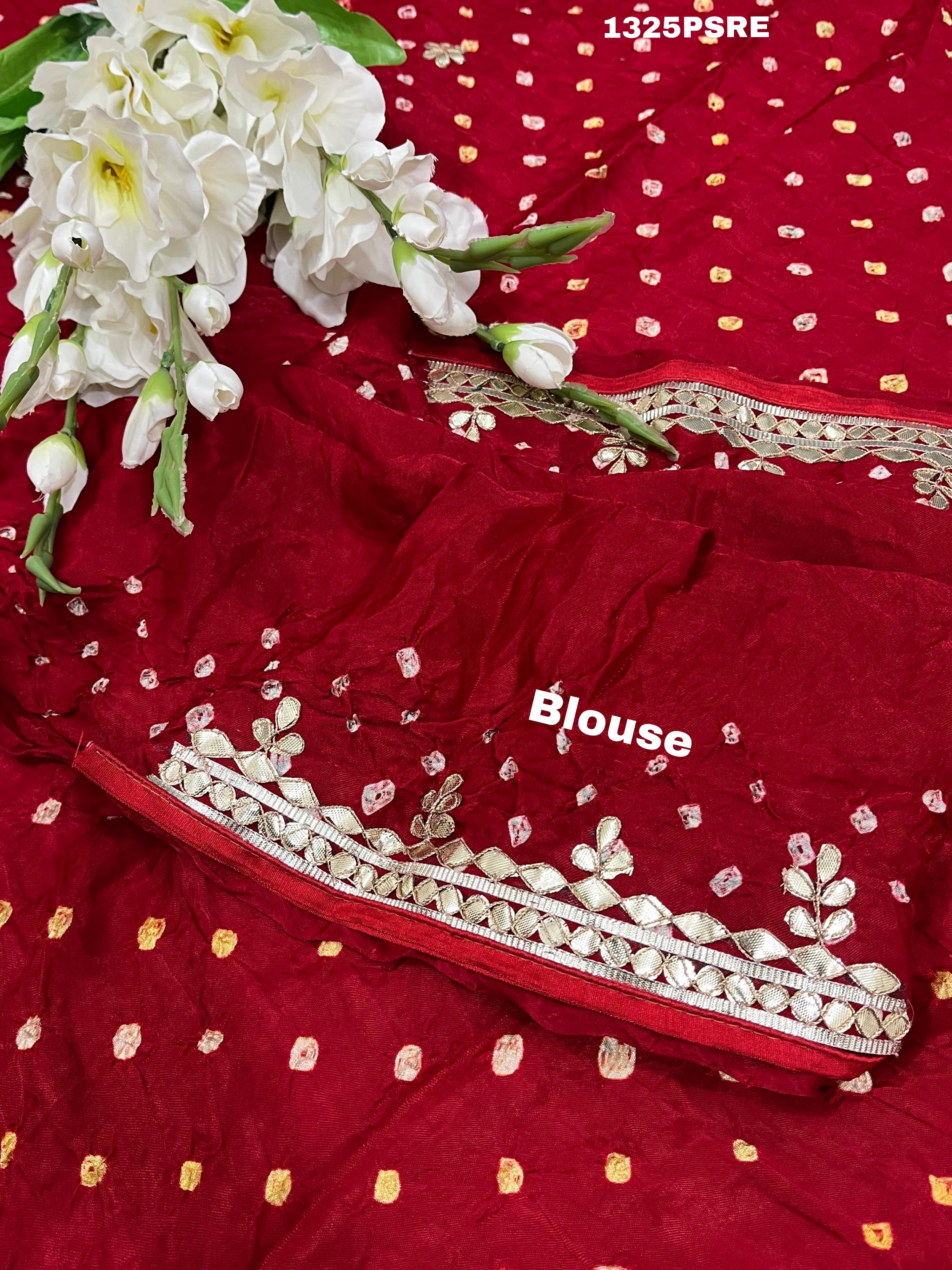 Silk Ekdana Bandhej Gotapatti Work Saree