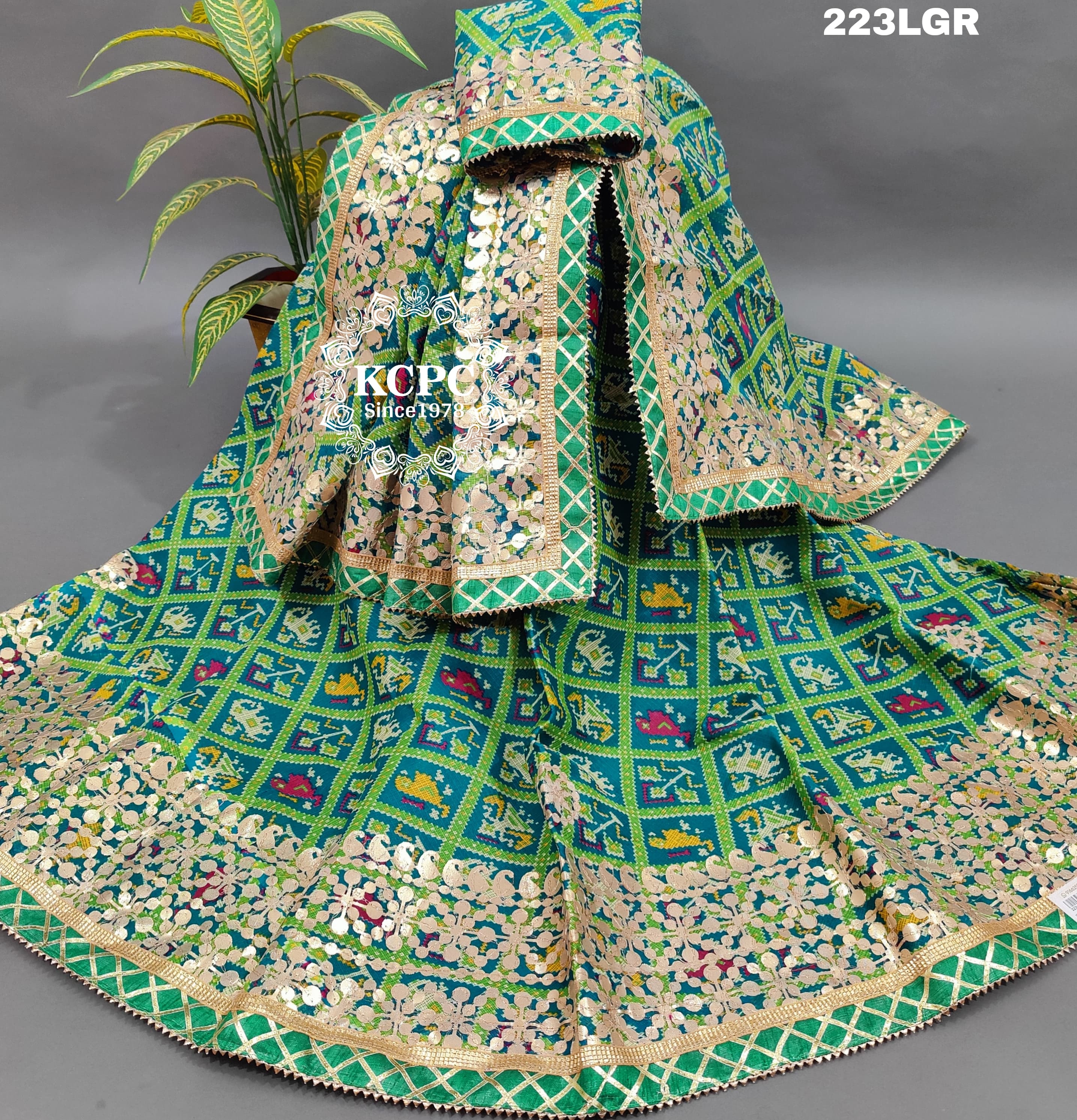 By Rajasthani Kota Doria Patola Lehenga Gotapatti Work