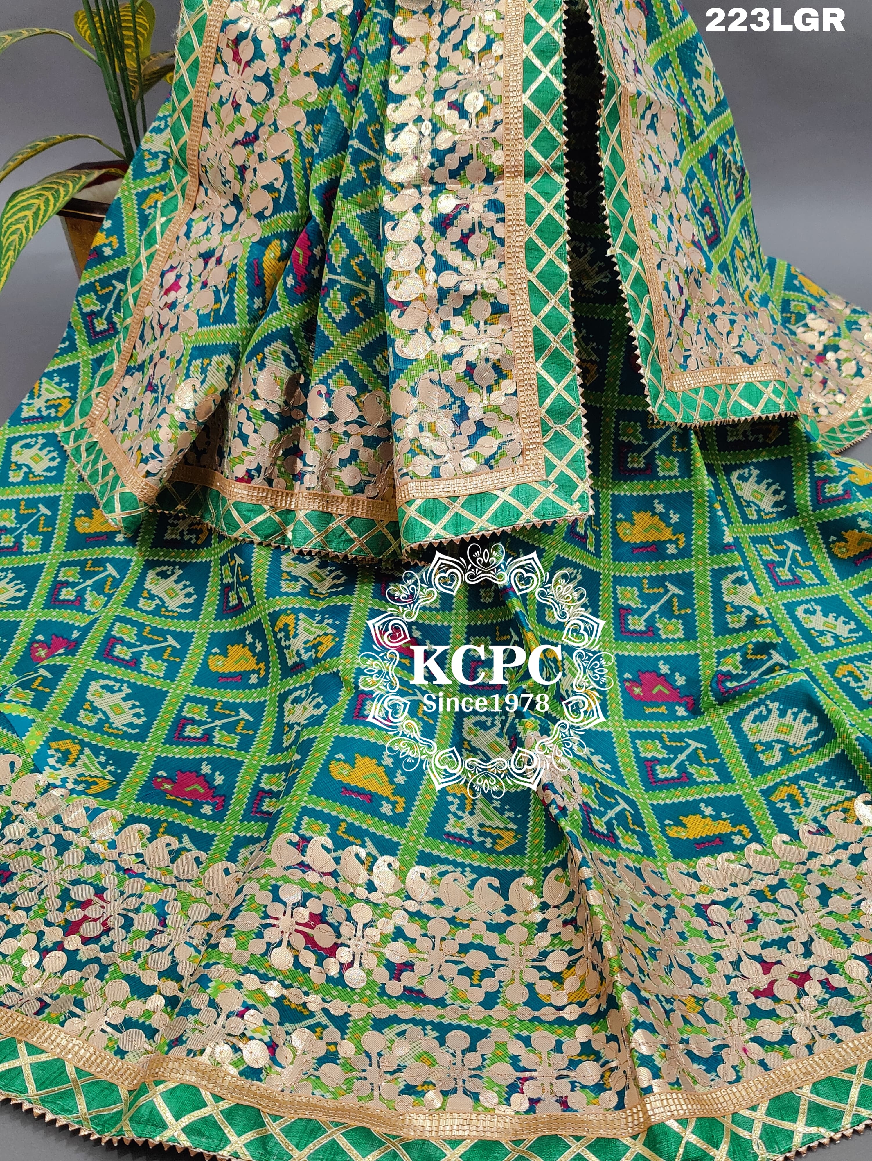 By Rajasthani Kota Doria Patola Lehenga Gotapatti Work