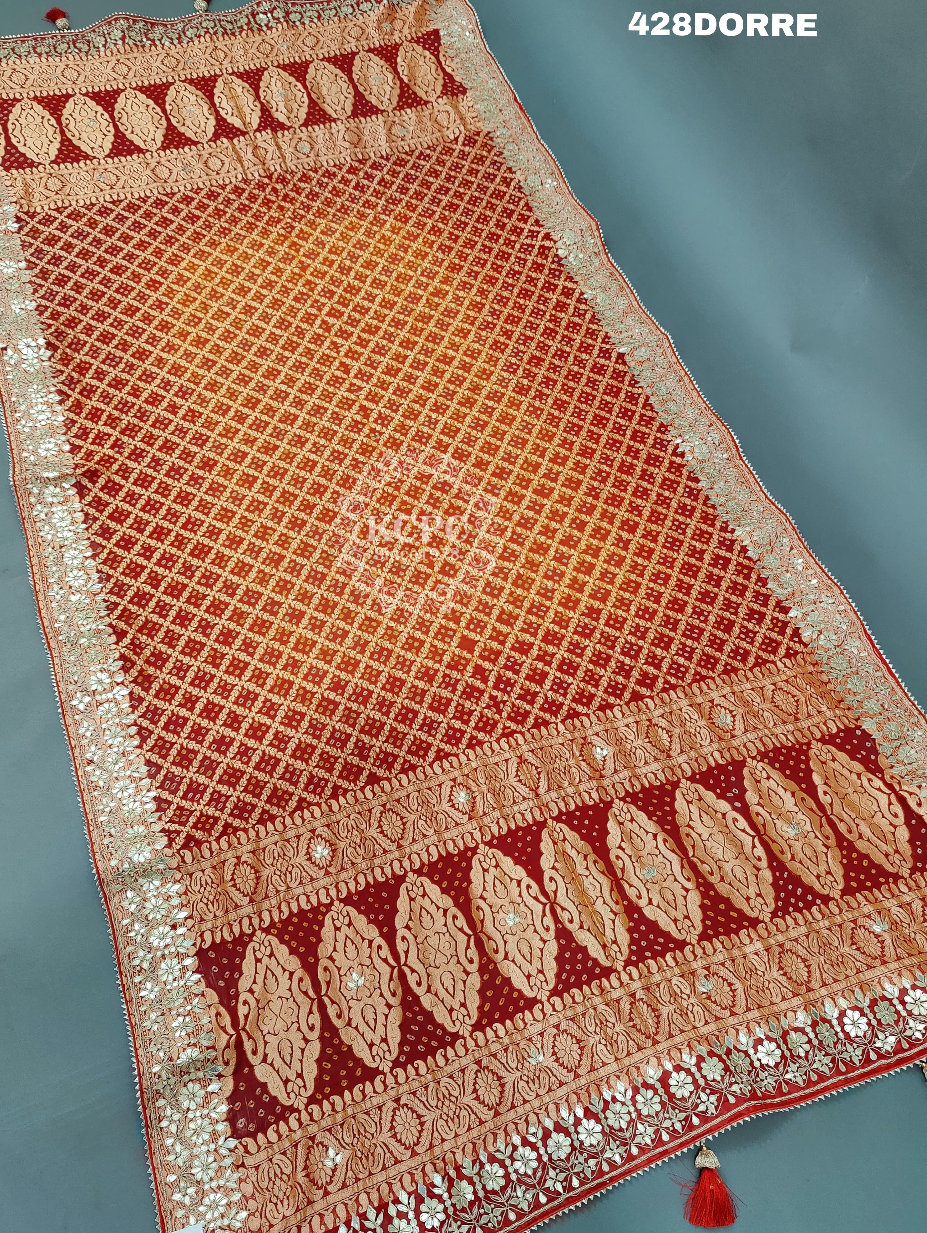 KcPc New Tranding Khaddi Georgette Bandhani Heavy Gotapatti Work Dupatta AMT