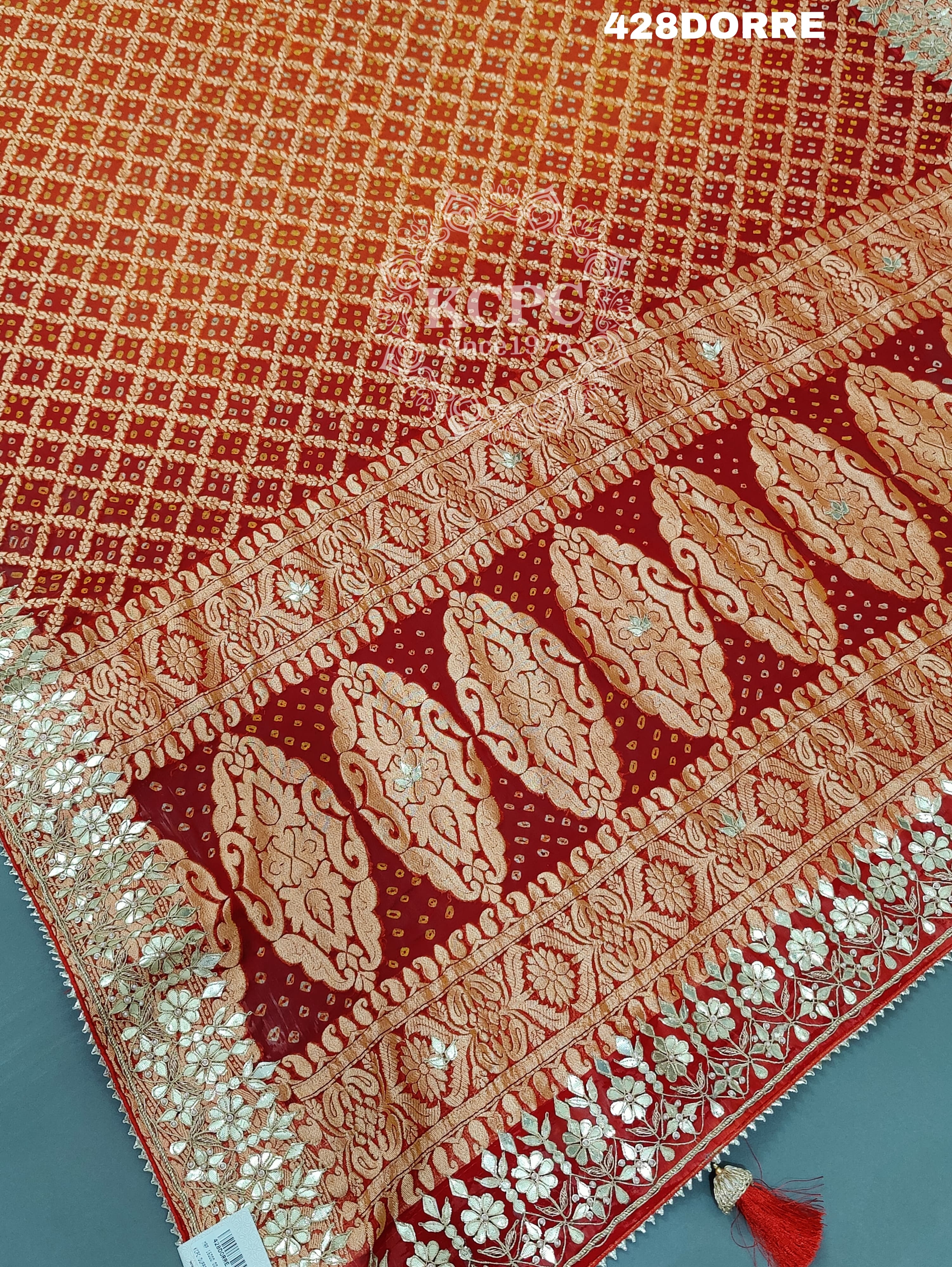 KcPc New Tranding Khaddi Georgette Bandhani Heavy Gotapatti Work Dupatta AMT