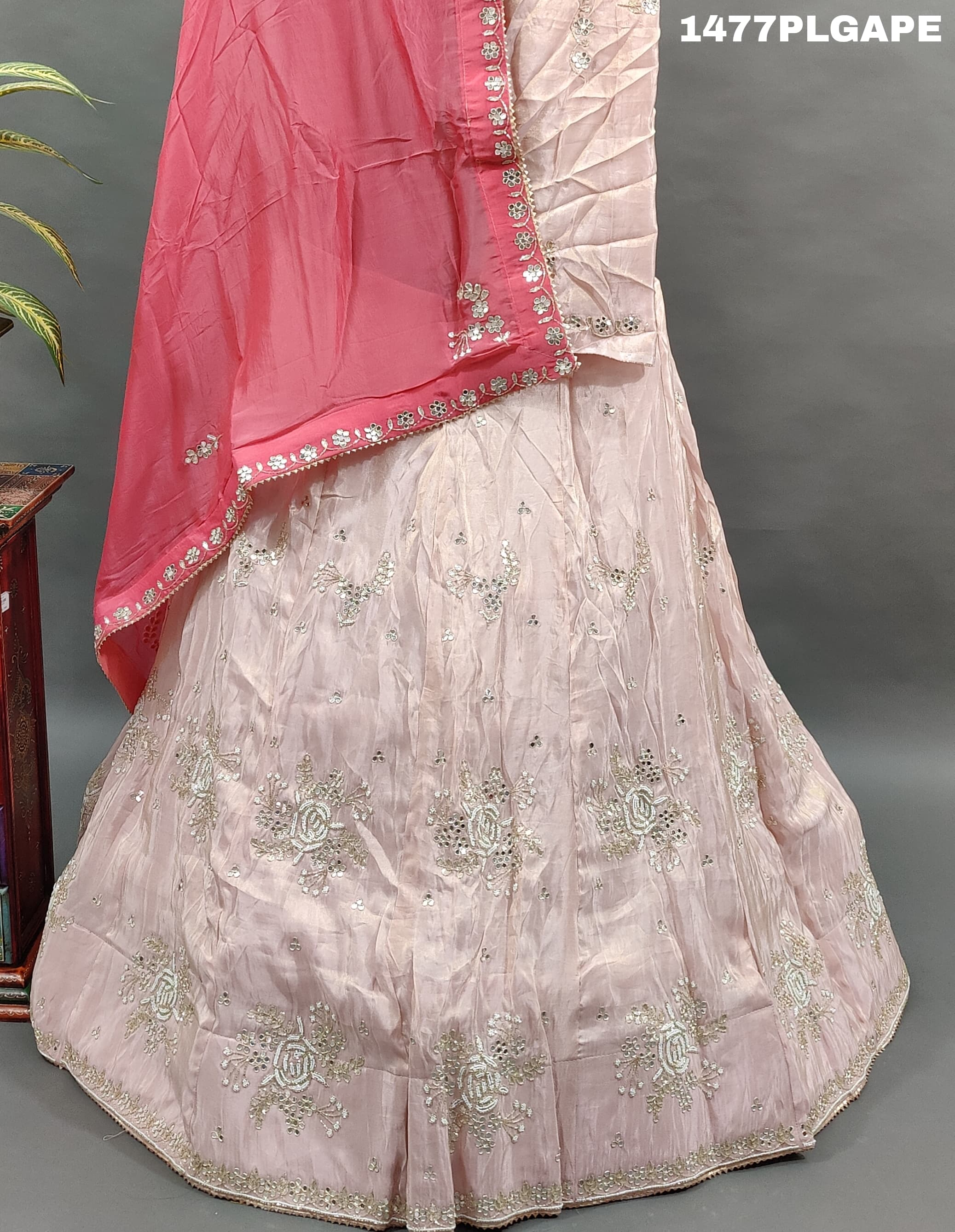 KcPc New Pure H O Silk Katdana white Beads Work Lehenga SetMAD