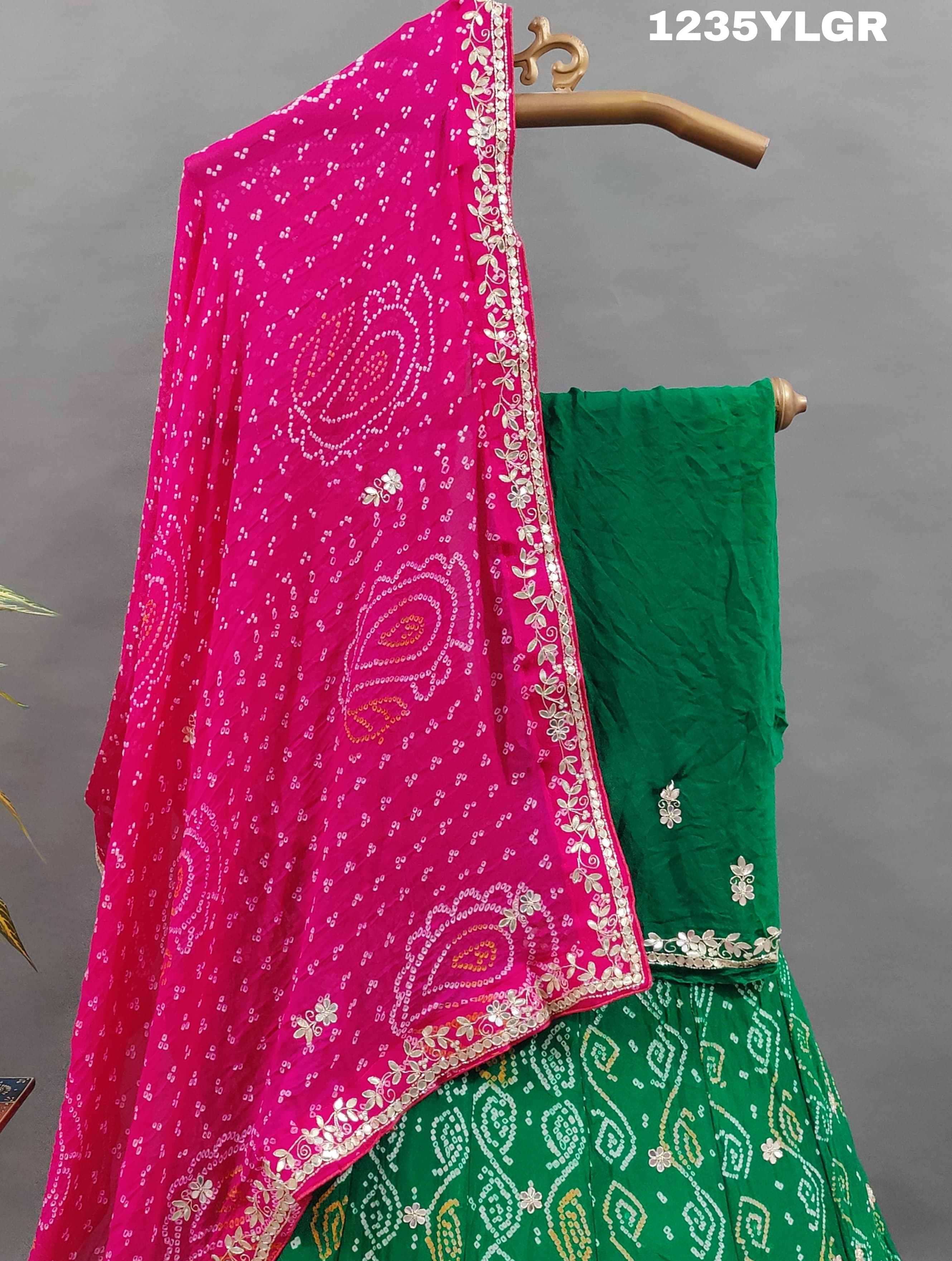 KcPc New Beautiful Pure Chinon Bandhani Gotapatti Work Lehenga Set MAD