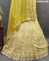 Yellow silk lehenga set withgota pati work