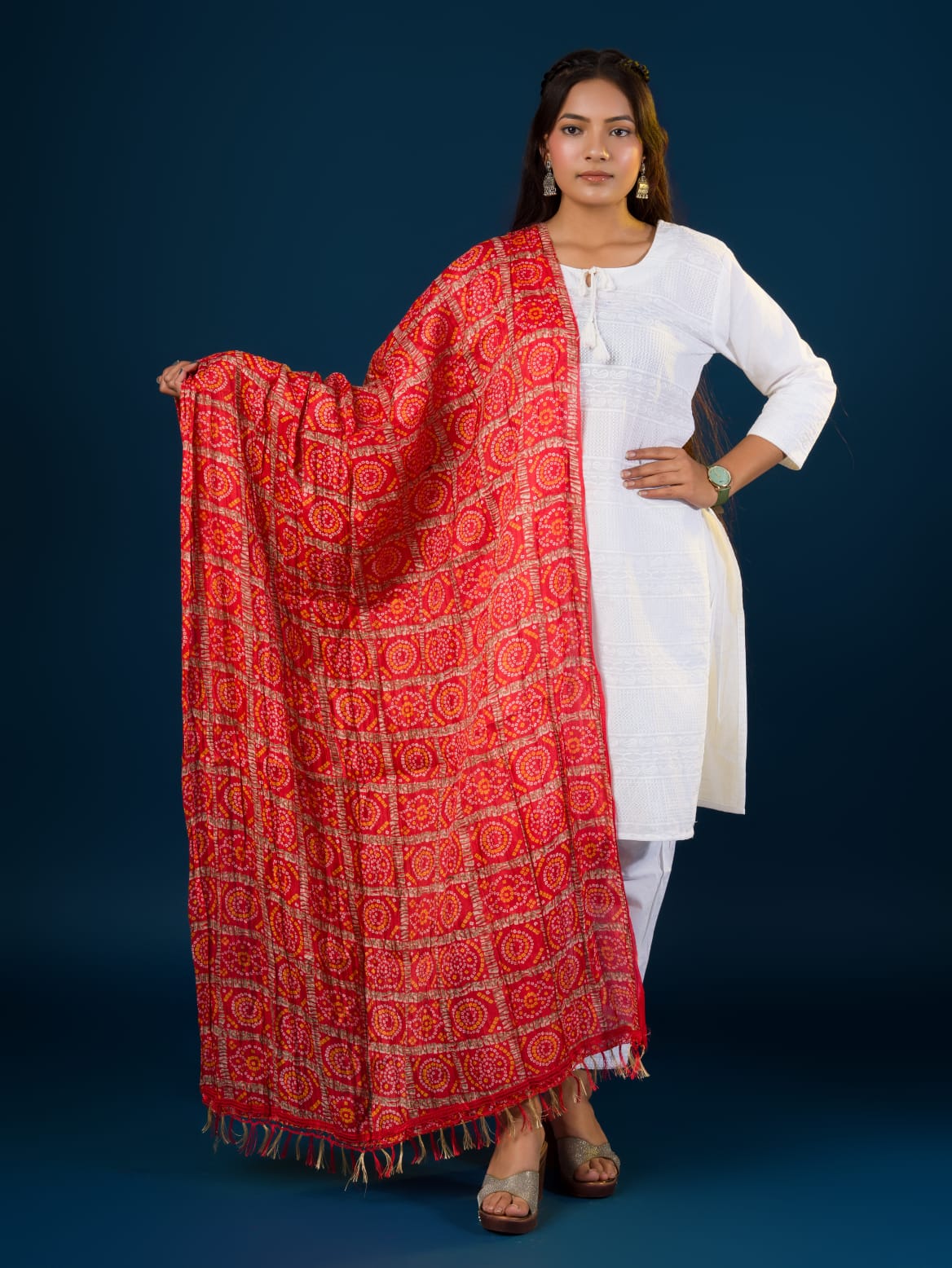 KcPc New Chinon Silk Bandhej DupattaRAY