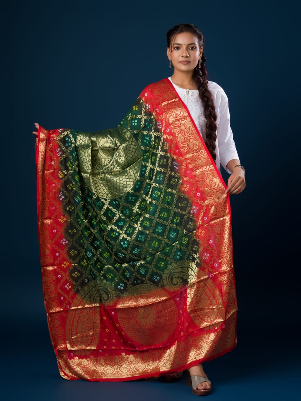 KcPc New Banarasi Bandhej Gharchola Kerry Chand Dupatta