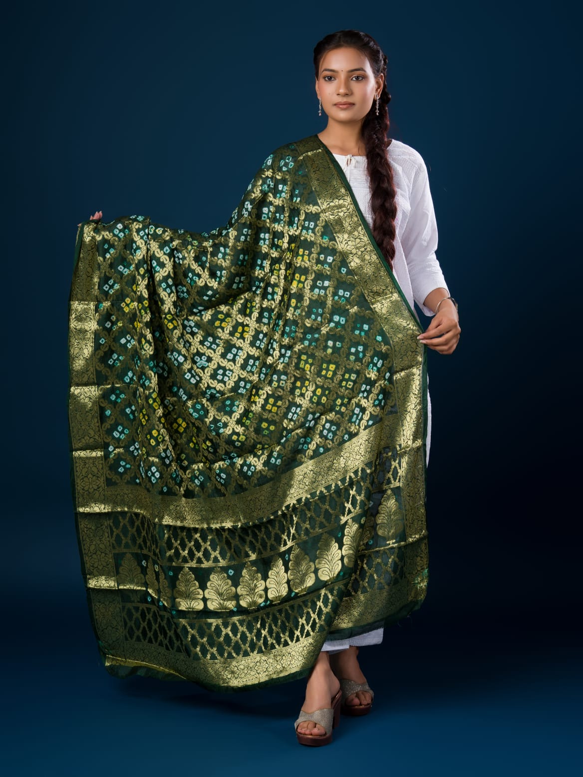 KcPc Special Silk Bandhani Dupatta with Handmade WorkSA