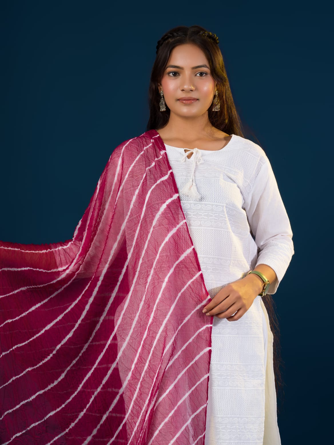 KcPc Originals Handmade Chiffon Leheriya DupattasMehroon