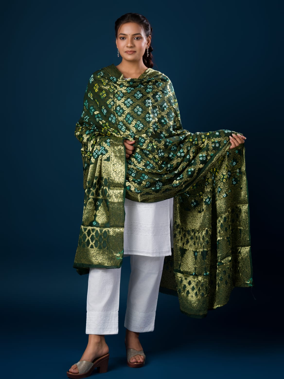 KcPc Special Silk Bandhani Dupatta with Handmade WorkSA