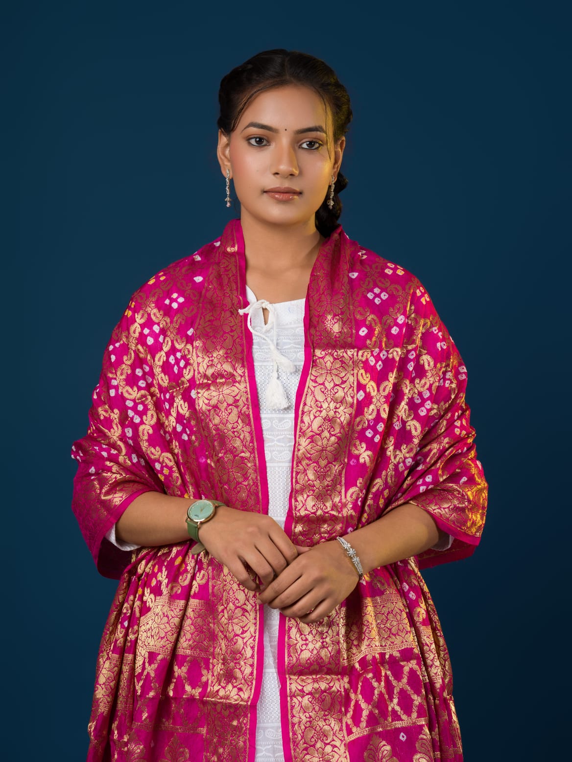 KcPc Special Silk Bandhani Dupatta with Handmade WorkSA