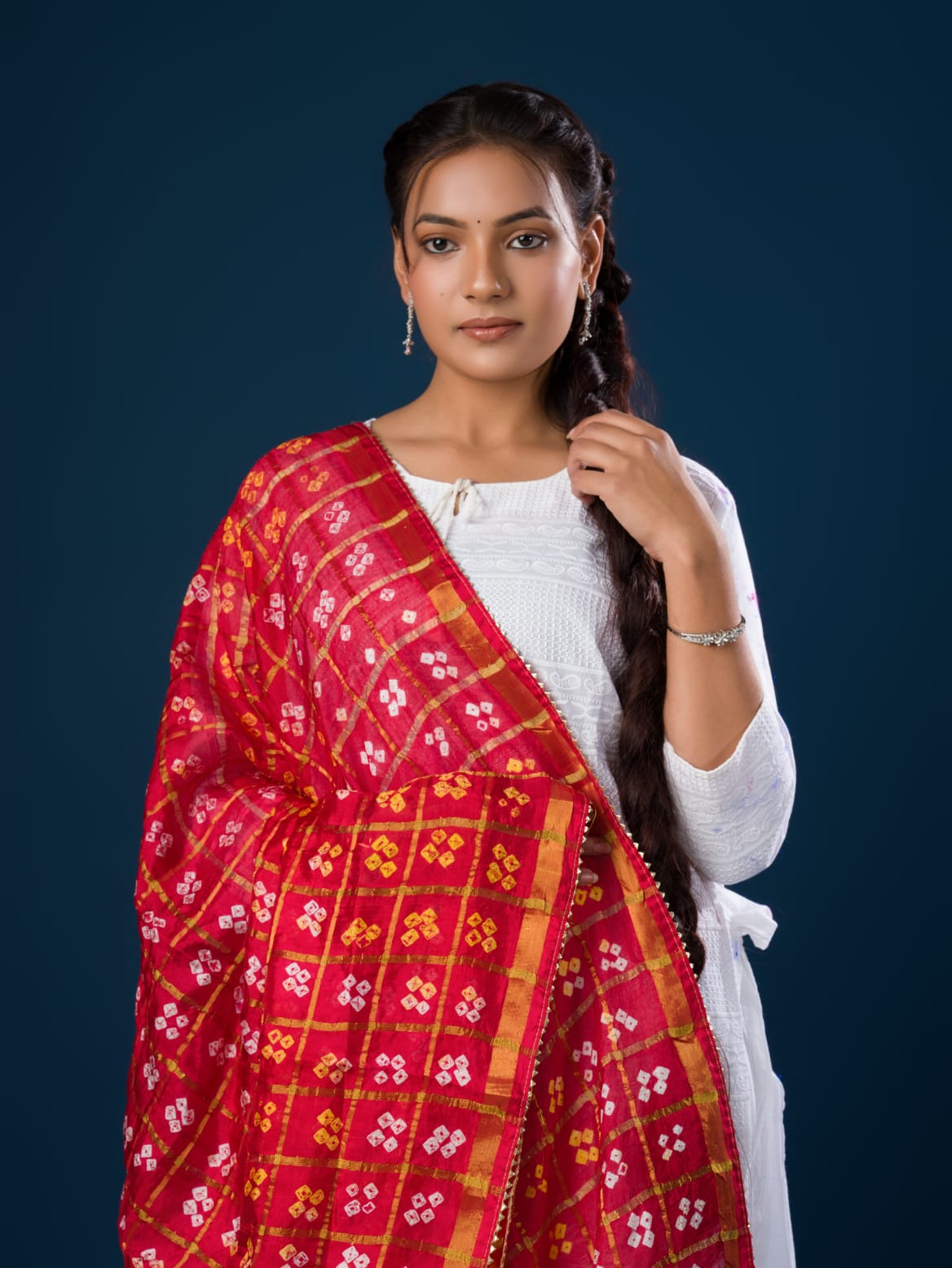 KcPc Latest Bandhani Mangal Path Ghatchola Dupatta Red