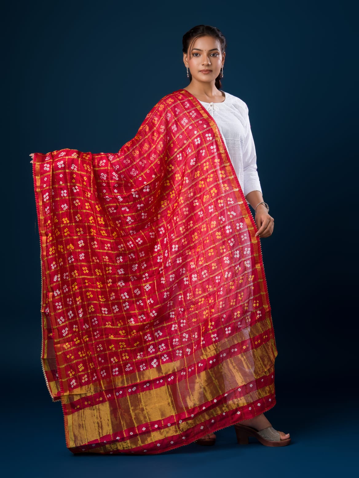 KcPc Latest Bandhani Mangal Path Ghatchola Dupatta Red