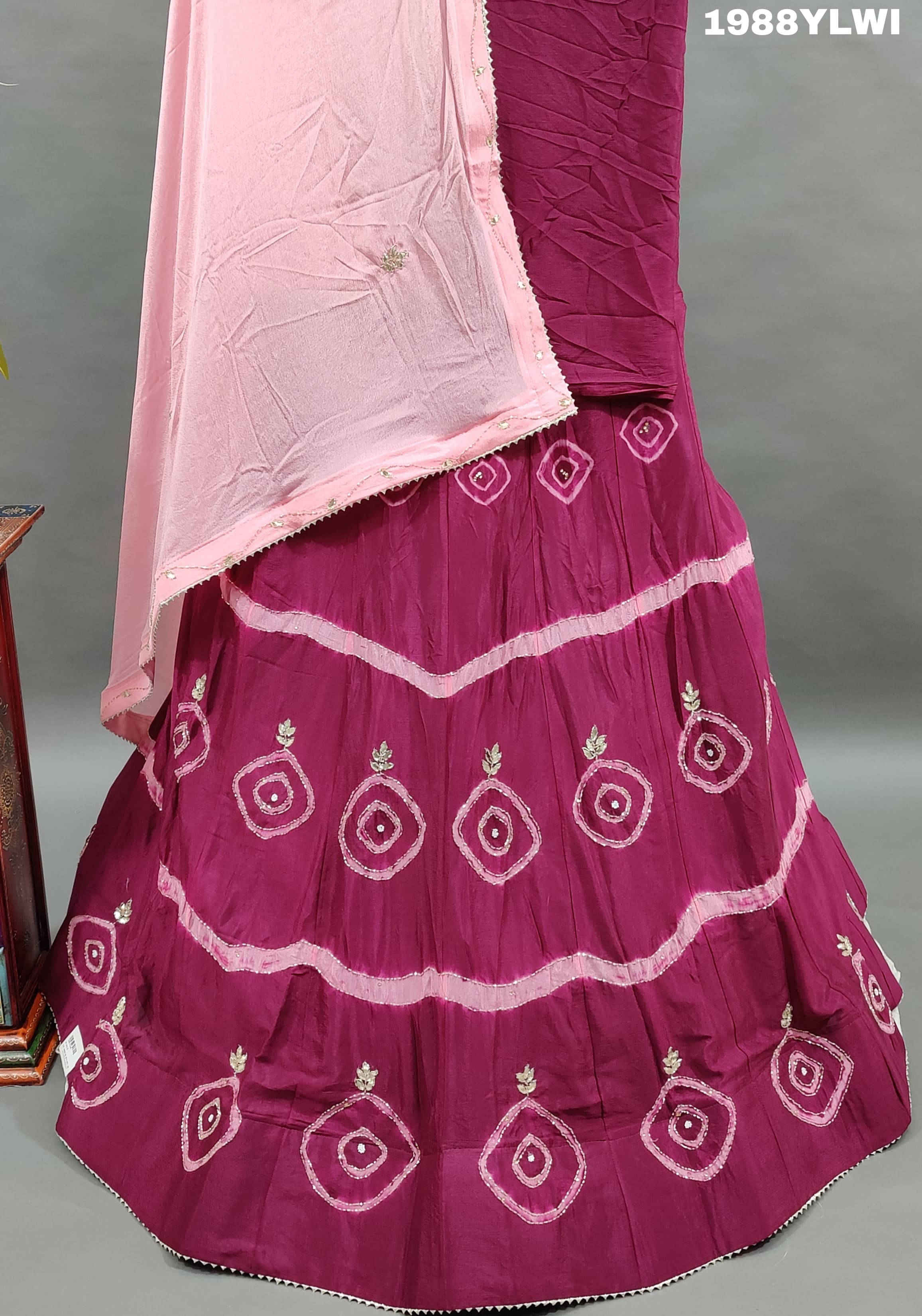 A pure upada silk lehenga set with cutdana work