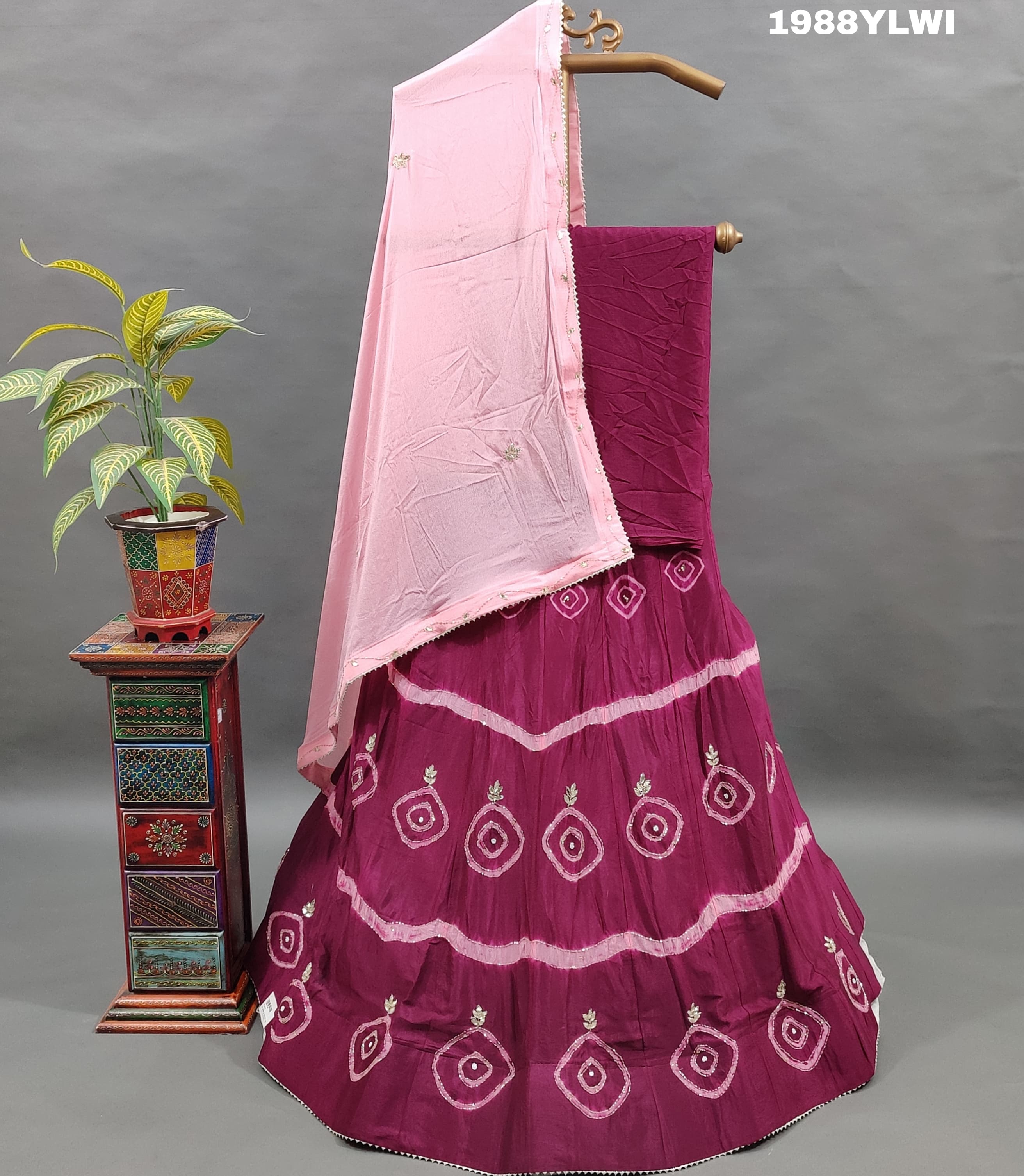 A pure upada silk lehenga set with cutdana work