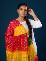 KcPc Ghatchola Bandhej silk DupattasYellow green