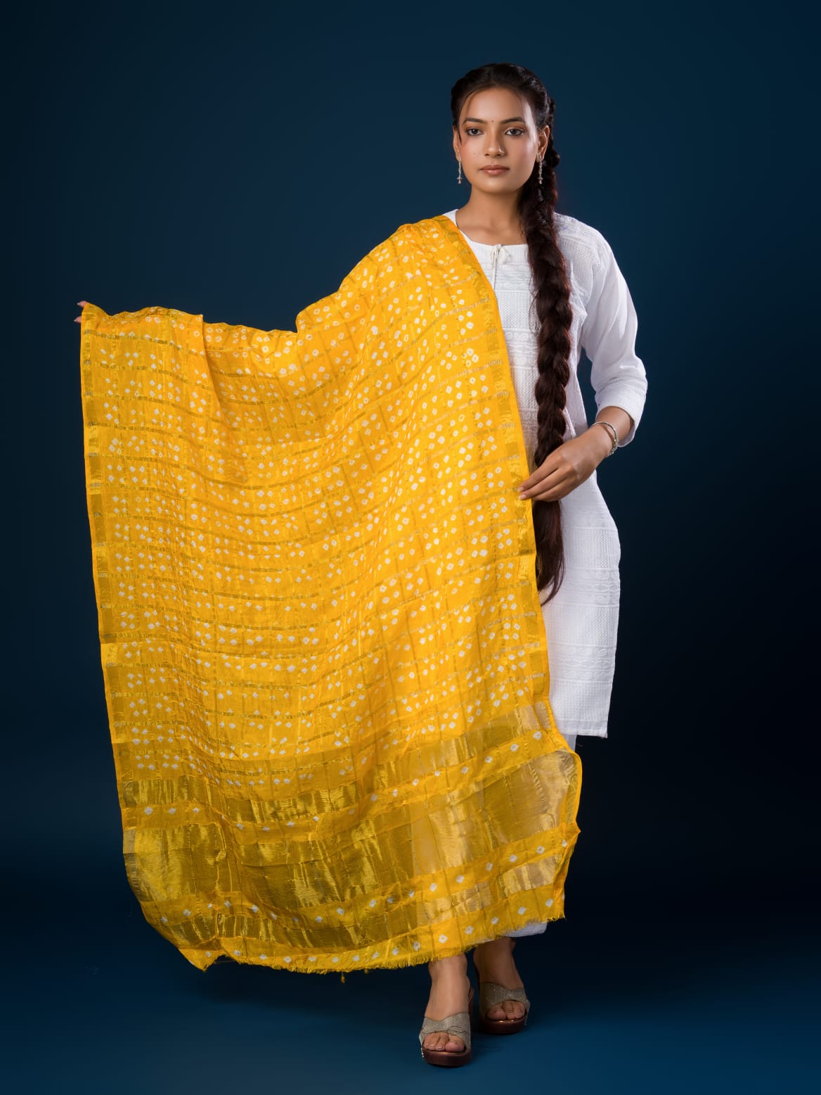 KcPc Ghatchola Bandhej silk Dupattas Yellow
